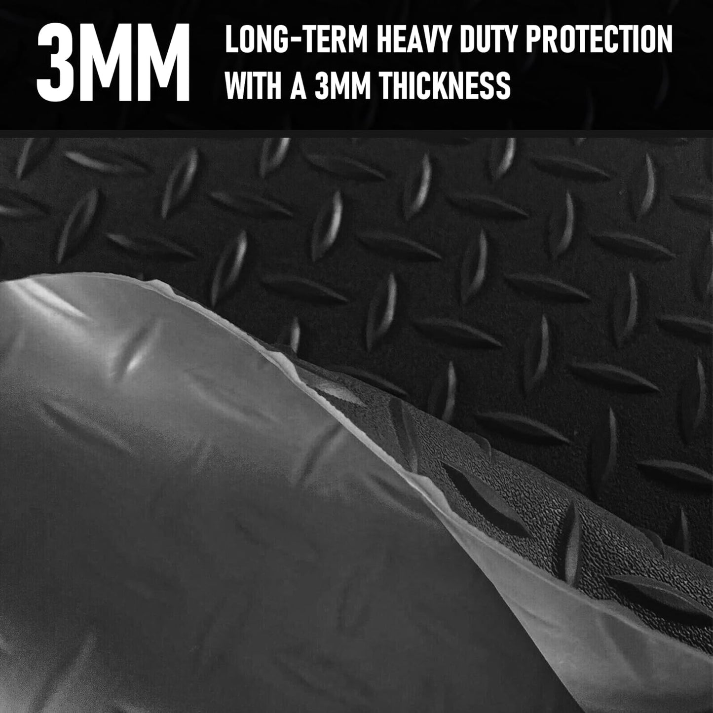 Garage Floor Mat, 16.4x3.2FT Diamond Plate Rubber Flooring Roll, PVC Non-Slip Floor Protector Mat, Thickness Waterproof Parking Mat for Under Car, Warehouse, Gyms, Trailer