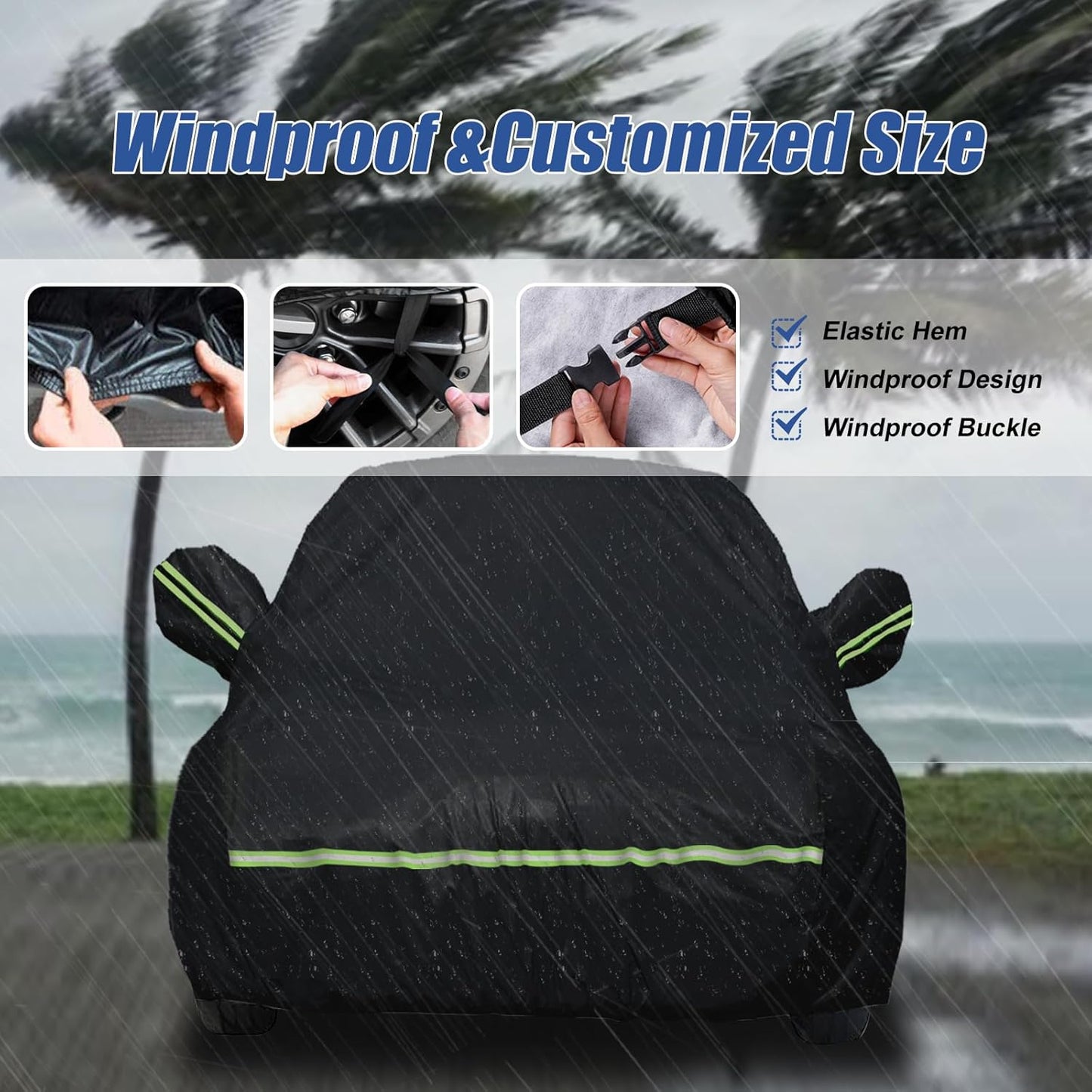 Waterproof Car Covers for 2020-2024 Land Rover Defender 90 2-Door (Black) Custom Heavy Duty Waterproof All Weather Protection Outdoor