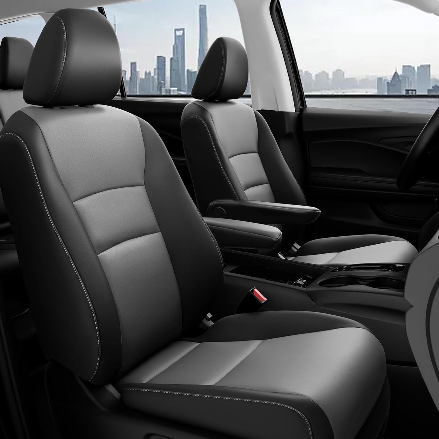 for Honda Pilot Seat Covers - Car Seat Covers Full Set Custom Fit Pilot EX-L, Special Edition, Touring, Sport 2016 2017 2018 2019 2020 2021 2022 8 Seats, Leather Automotive Seat Covers