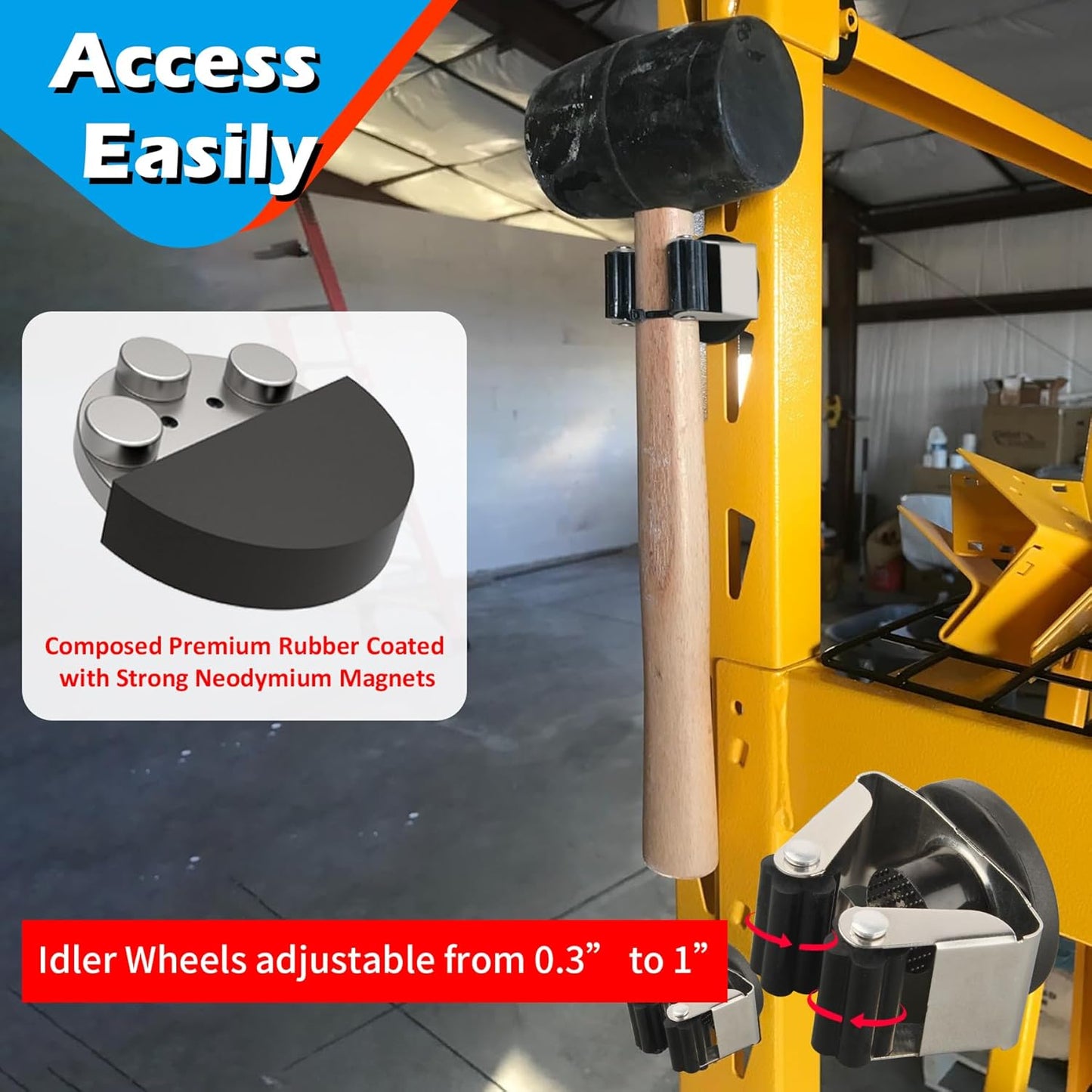 MUTUACTOR Magnetic Broom Holders,2PCS Anti-scratch Magnetic Mount Broom Holder with Rubber Grippers, 12lbs Heavy Duty Magnetic Tool Holders for Work Garage Laundry Kitchen RV Van Accessories