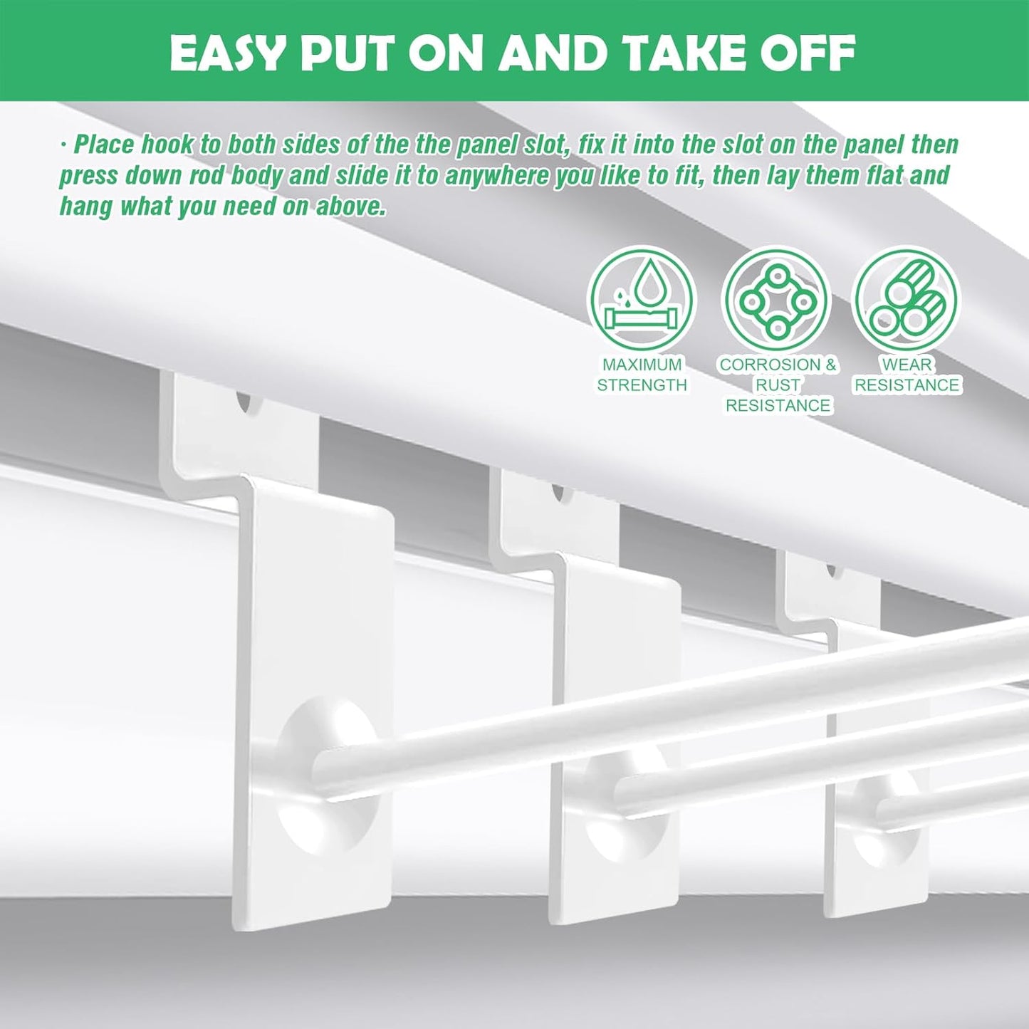 Yuahar Slatwall Hooks 20Pcs 4/6 Inch Slatwall Accessories Heavy Duty Slat Wall Hanging Hooks Panel Display Hooks Pegboard Gridwall Display Hook for Garage Retail Shop (White)