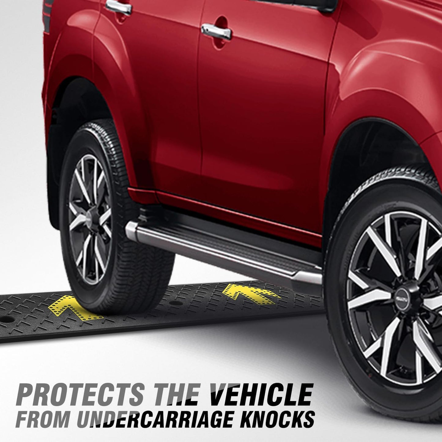 DNA MOTORING 2pcs 2.2" Rise Rubber Arrow Curb Ramp Heavy Duty Loading Driveway Ramps Threshold Ramp 37.2in L x 9.1in W x 2.2in H for Loading Dock, Warehouse, Wheelchair, Motorcycles, Cars, TOOLS-00648