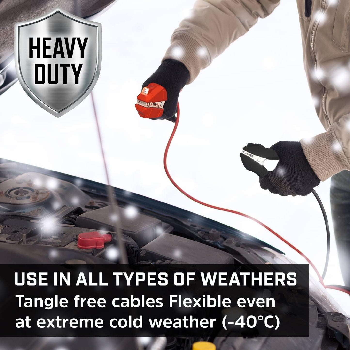 Energizer Jumper Cables for Car Battery with Built-in LED Lights, Heavy Duty Automotive Booster Cables for Jump Starting Dead or Weak Batteries - Carrying Bag Included (16-Feet (4-Gauge)