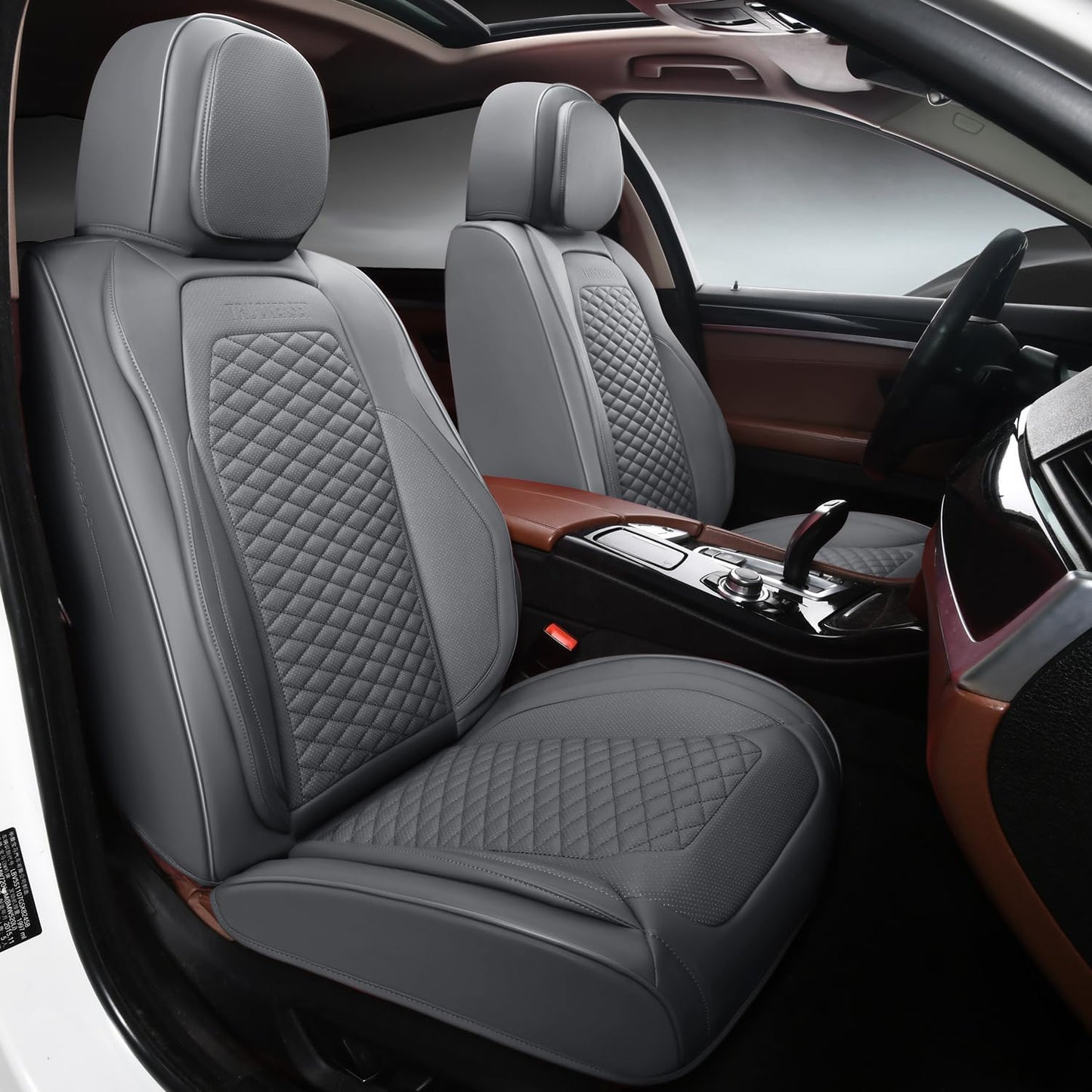 2 Packs Car Seat Covers Leather Car Seat Covers Universal Seat Covers for Car, SUV,Truck (Gray)