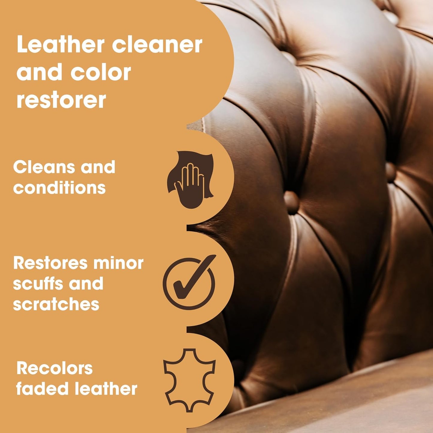 Furniture Clinic Leather Easy Restoration Kit | with Leather Recoloring Balm, Cleaner, Sponge, and Cloth | Leather Repair Kit for Scratched and Faded Furniture (Ivory)