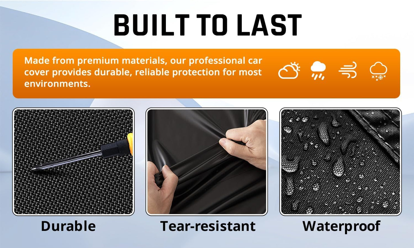 SUV Car Cover Waterproof All Weather Protection with Silver Stripe Design,Universal Fit Toyota RAV4, Honda CRV, Tesla Model Y, Audi Q5, Nissan Rogue, Mazda CX-5, Kia Sorento,Hyundai Sante Fe