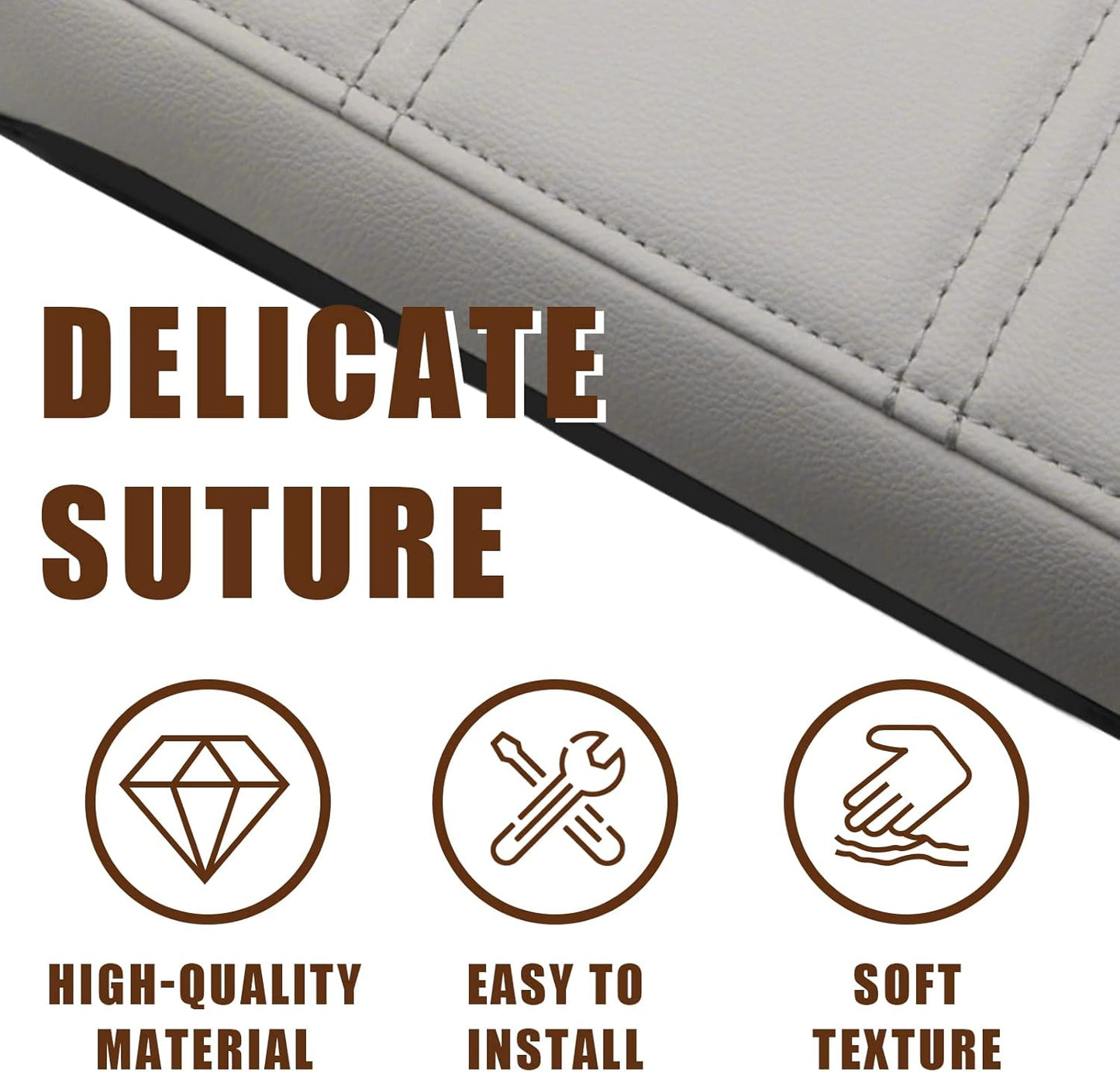 Muslogy for Acadia 2017-2023 Center Console Pad Armrest Seat Box Cover Vegan Leather Cushion Pad Interior Accessories Armrest Lid Protector Extra Soft Compatible with GMC Acadia 2023 2022-2017 (White)
