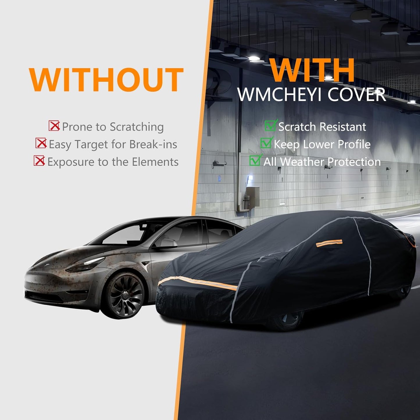 Car Cover Waterproof All Weather,6 Layers Car Covers for Automobiles, Full Exterior Cover with Zipper, Outdoor Car Cover Sun UV Rain Snow Wind Protection, Fit for 210"(210*74*59 inch)Sedan
