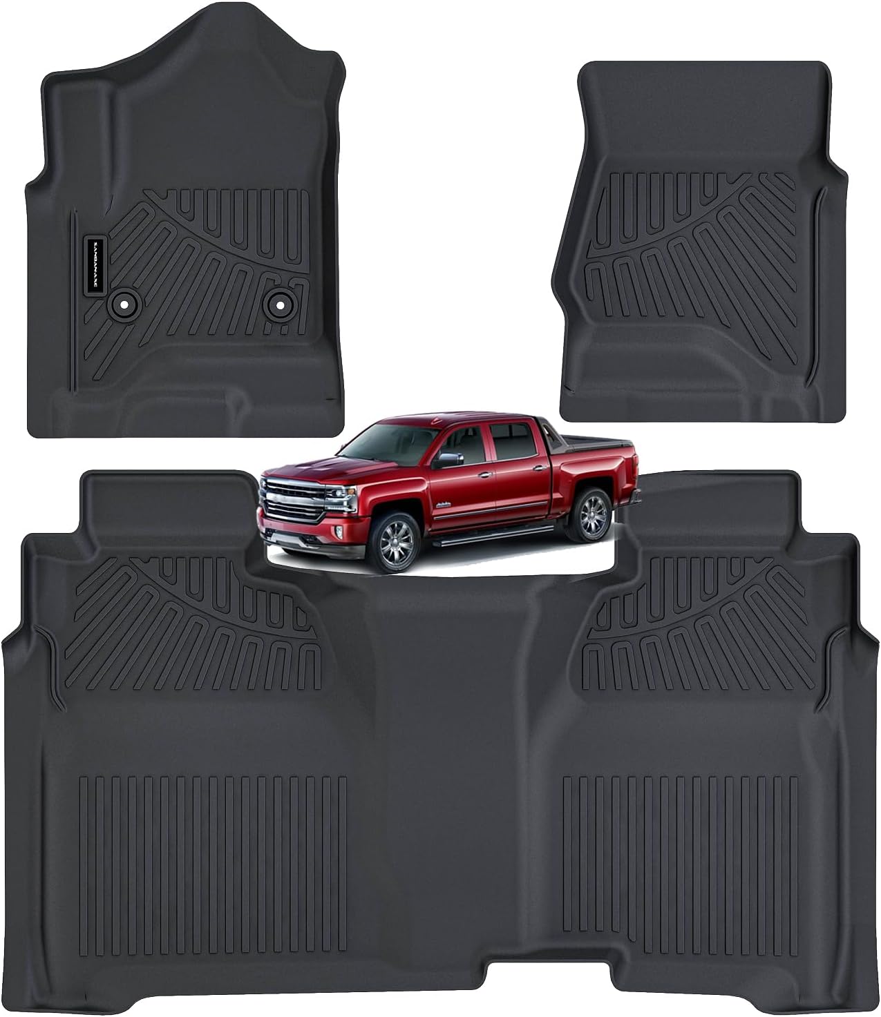 Floor Mats for 2014-2019 Chevy Silverado GMC Sierra 1500 Crew Cab, Chevrolet Silverado/Sierra 2500 HD/3500 HD Crew Cab TPE All Weather Protection Car Floor Liners Accessories