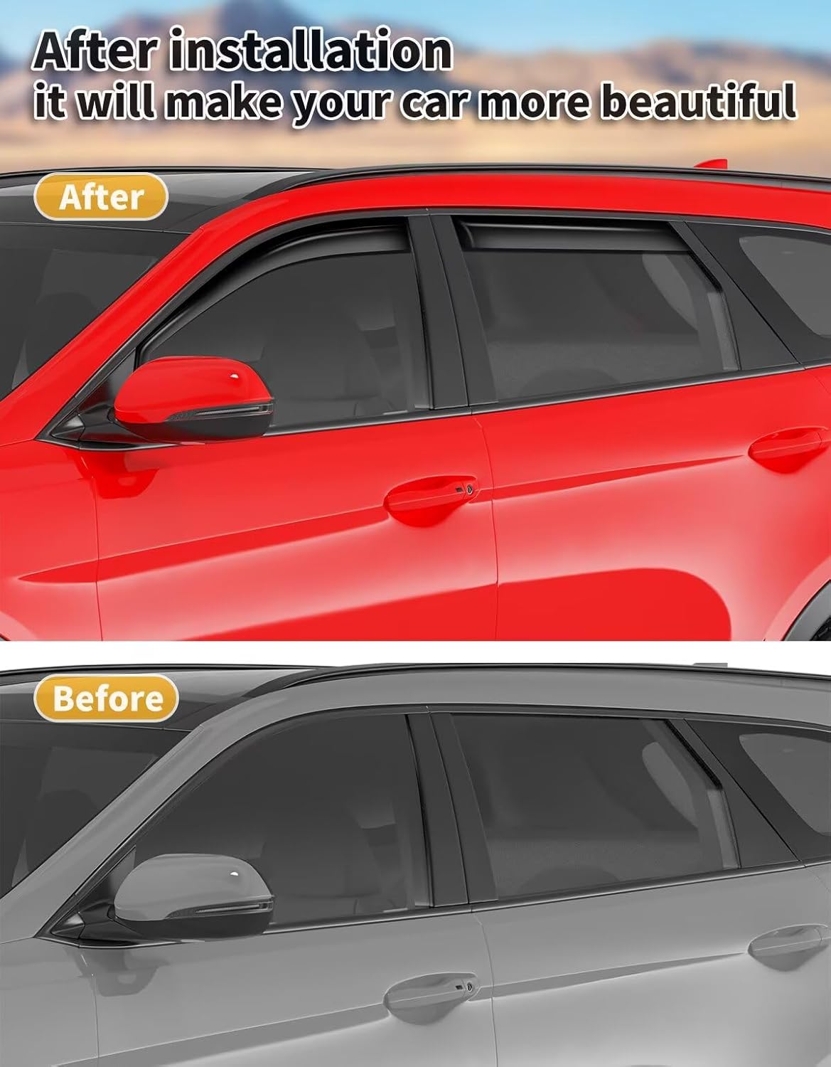 in-Channel Window Rain Guards Fit for Hyundai Santa Fe 5 Seats 2019-2023(Not for XL 7-Seats) Extra Durable Window Visors Window Deflectors Vent Visors Vent Shades Car Accessories-4 pcs 2-Q16