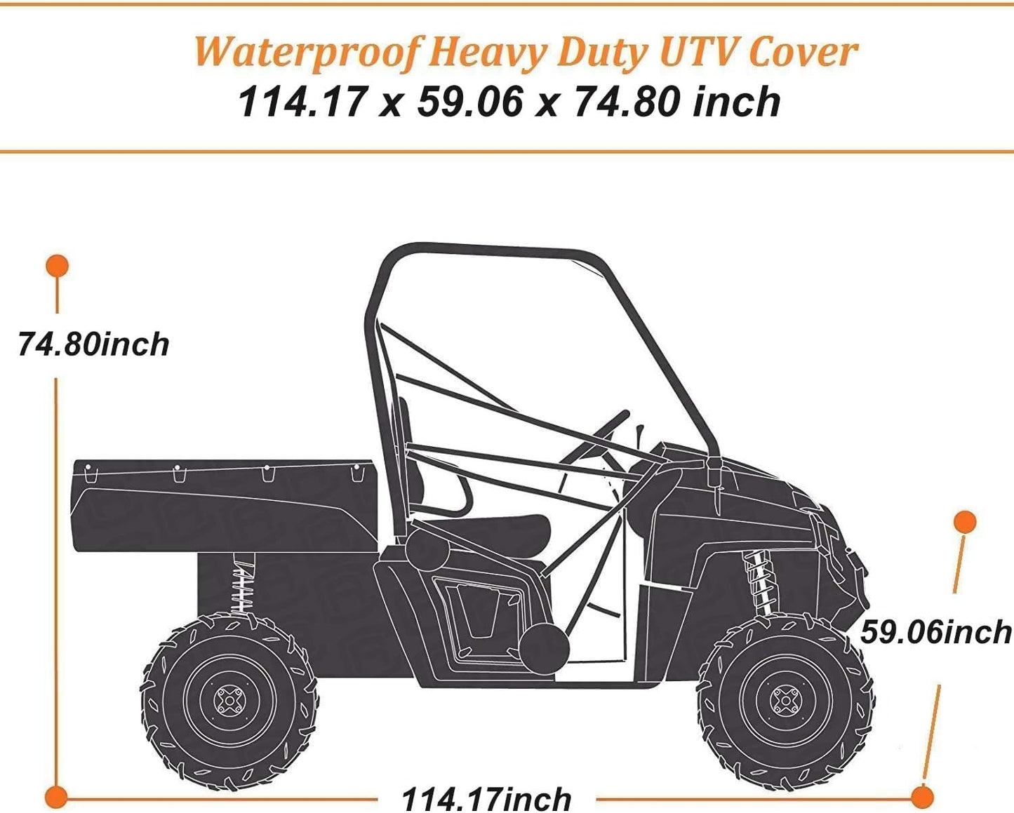 NEVERLAND UTV Covers Heavy Duty - Side by Side Cover Waterproof 300D Outdoor Storage Waterproof Black Compatible with Honda Pioneer Polaris Ranger Protection 114.17"x 59.06"x 74.80"(290x150x190 cm)