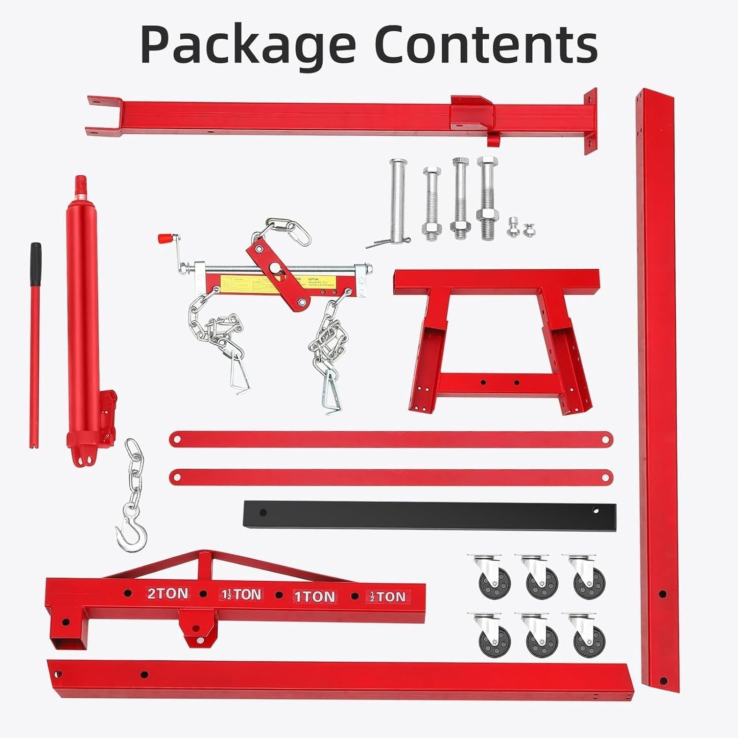 2.5 ton Engine Lift Cherry Picker with 8 ton Hydraulic Pump -5500 lbs Heavy Duty Engine Lift Crane 60.6x37x56.2, Foldable Design with 6 Swivel Wheels - for Mechanics, hobbyists and Home Users (Red)
