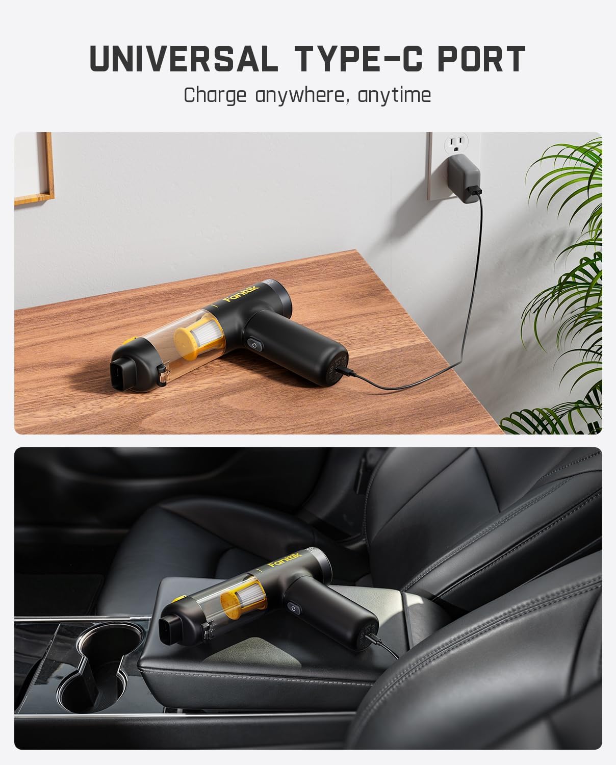 Fanttik Slim V10 Mix Cordless Car Vacuum, 4 in 1 Handheld Air Duster, Color Smart LED Display, 16kPa Suction Power, Cordless Portable Mini Keyboard Vacuum for Car, Office Desk