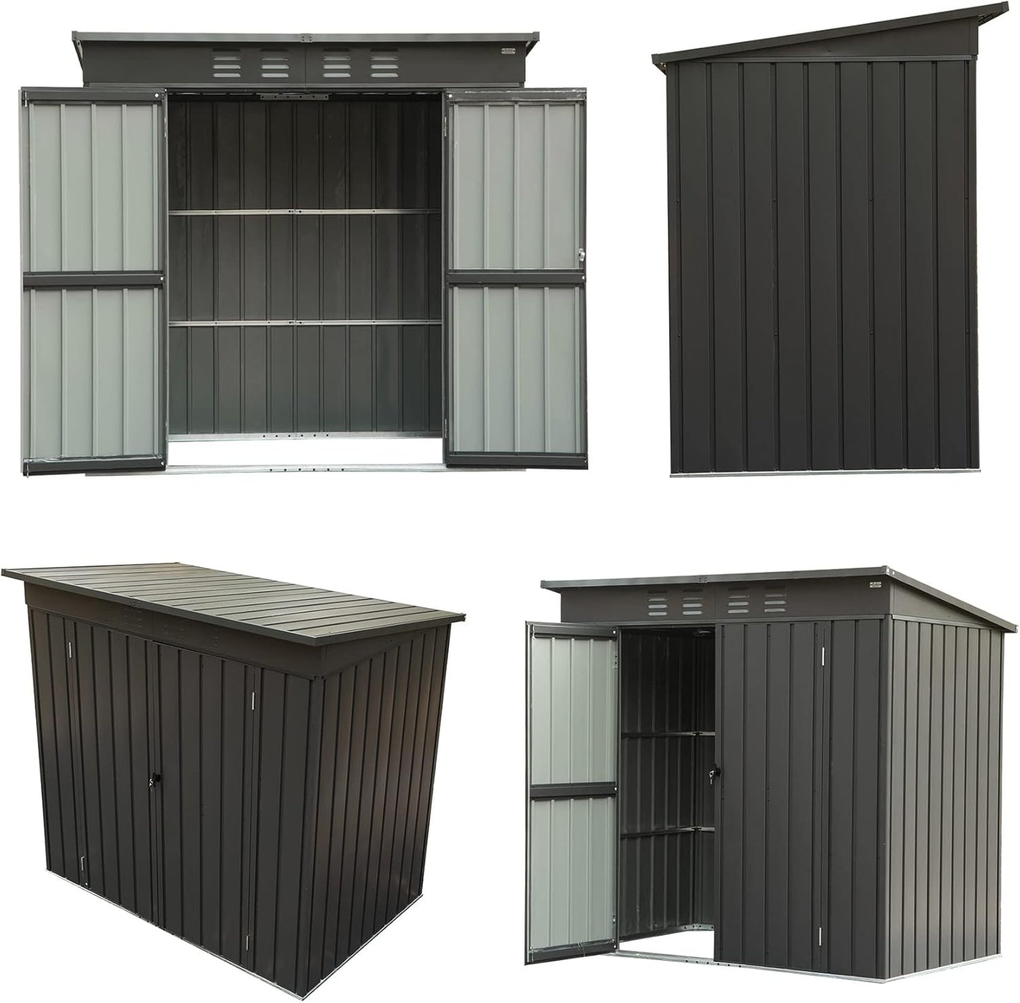 Domi Outdoor 5’ x 3’ Storage Shed, Metal Sheds Tool Storage Slope Roof with Lockable Door & Air Vents, Outdoor Galvanized Steel Sheds for Backyard,Garden,Patio,Lawn