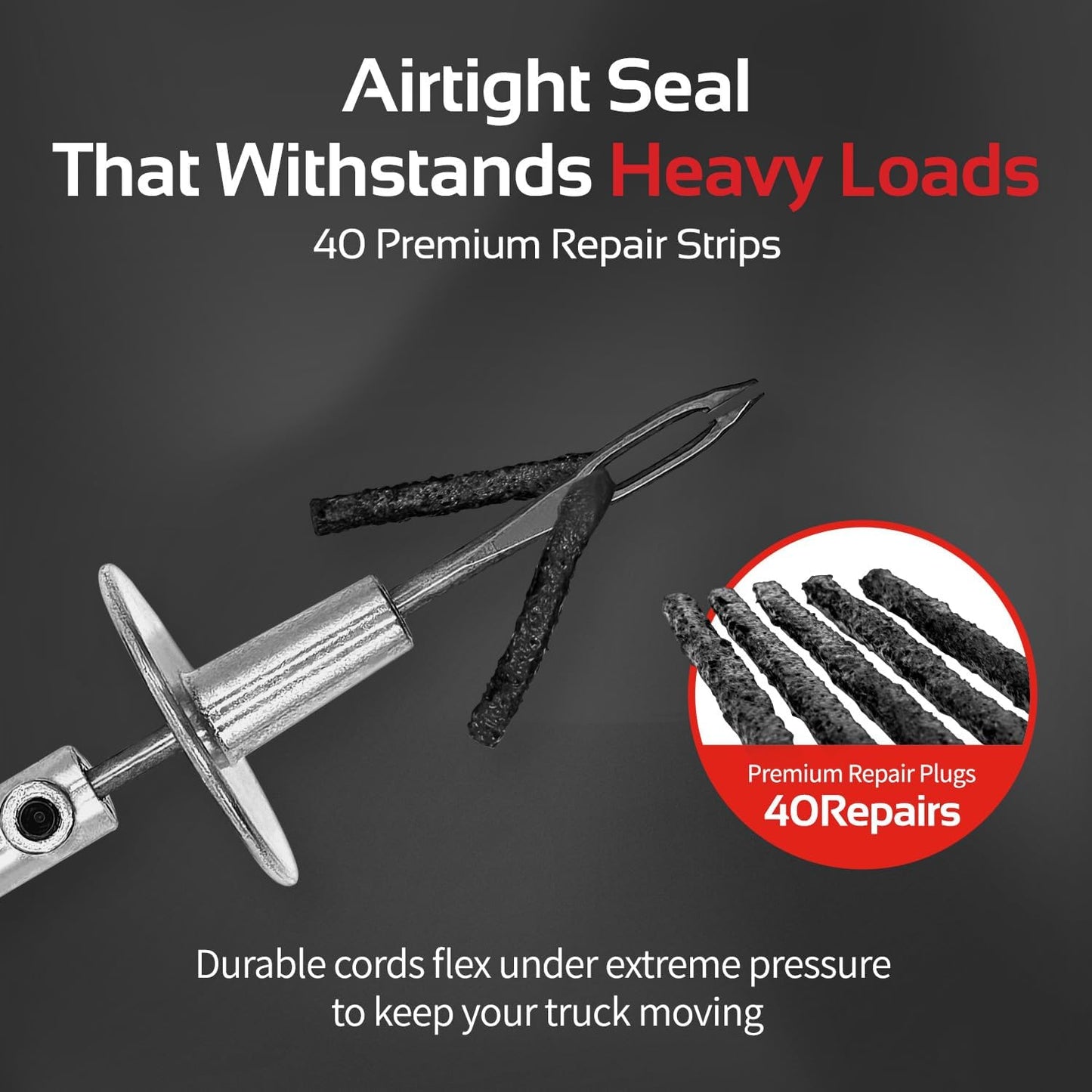 CTR Heavy Duty Tire Plug Kit - 68pcs All-in-One Universal Tire Repair Kit with Plugs, Professional Tools for Tubeless Tyre Flats for Cars, Truck, RV, SUV, ATV, Motorcycle, Tractor, Trailer - GE0001