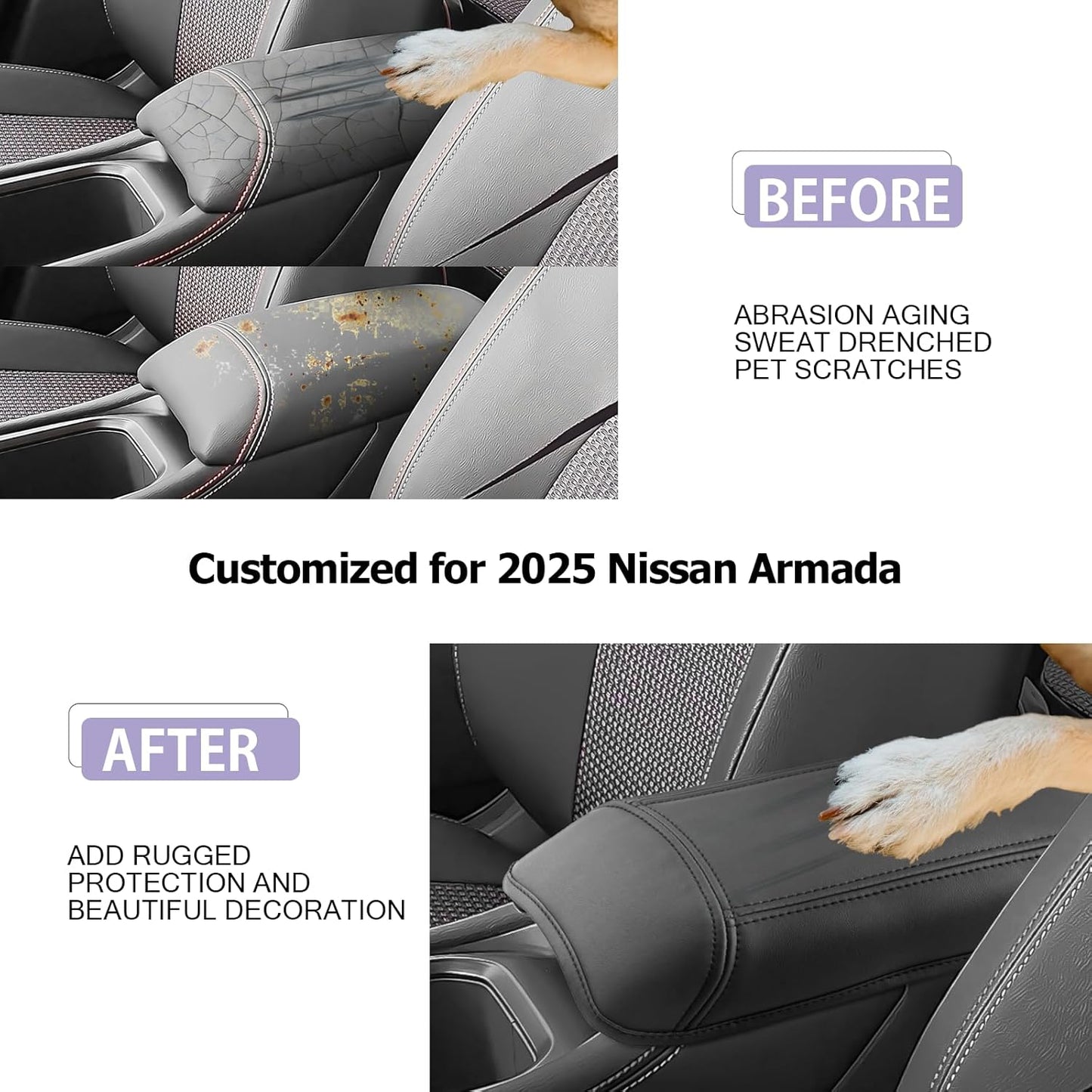 LUWU 2025 Kicks Center Console Cover Compatible with 2025 Nissan Kicks Accessories 2025 Kicks S/SV/SR Armrest Cover Armrest Console Cover (Thin Black)