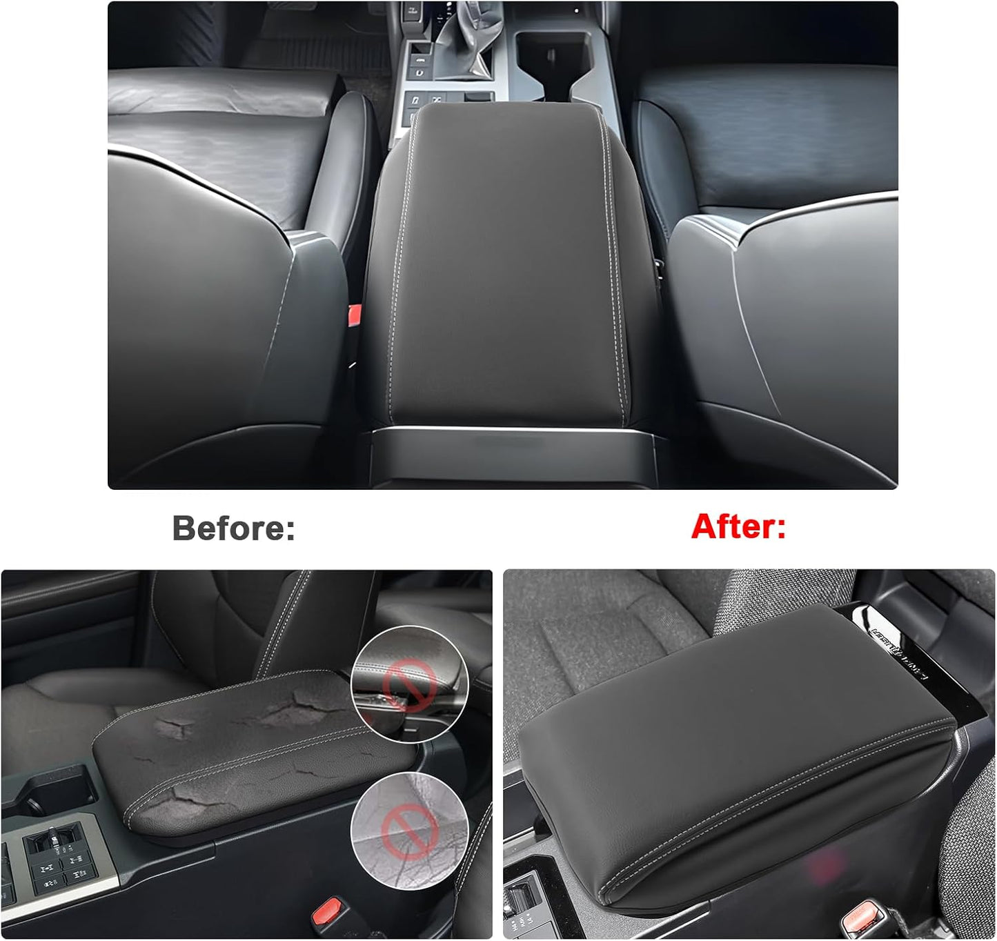 SXCY for 2024 2025 Land Cruiser Armrest Cover for Toyota Land Cruiser 2025 Center Console Cover 2024 2025 Land Cruiser Center Console Cover for 2025 Land Cruiser (White Line (Pad))