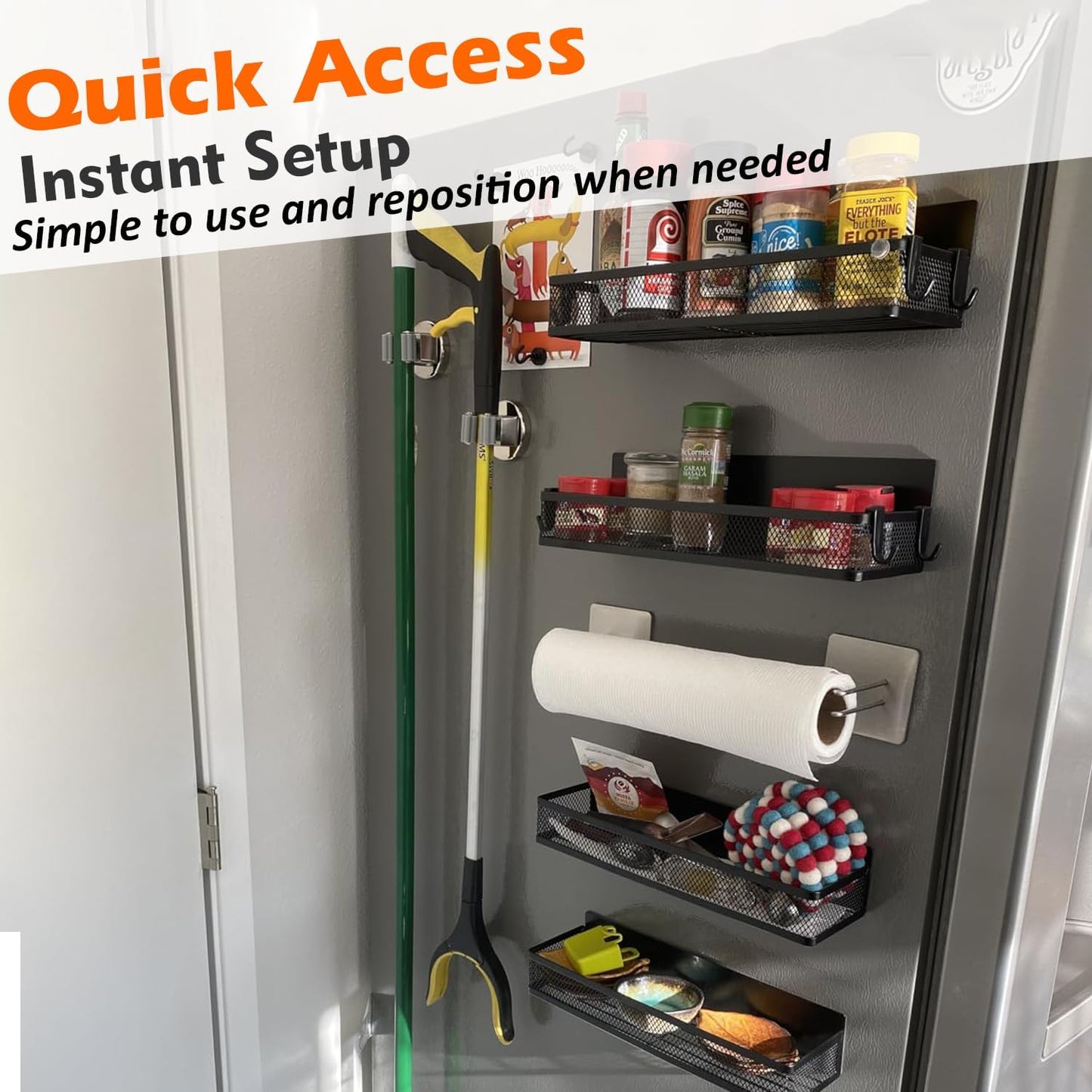 MUTUACTOR Magnetic Broom Holders,8pcs Anti-broken Heavy Duty Magnetic Clips Wall Mount,No Drilling Magnetic Hooks Broom Mop Brackets for Work Cargo Garage Laundry Van Accessories