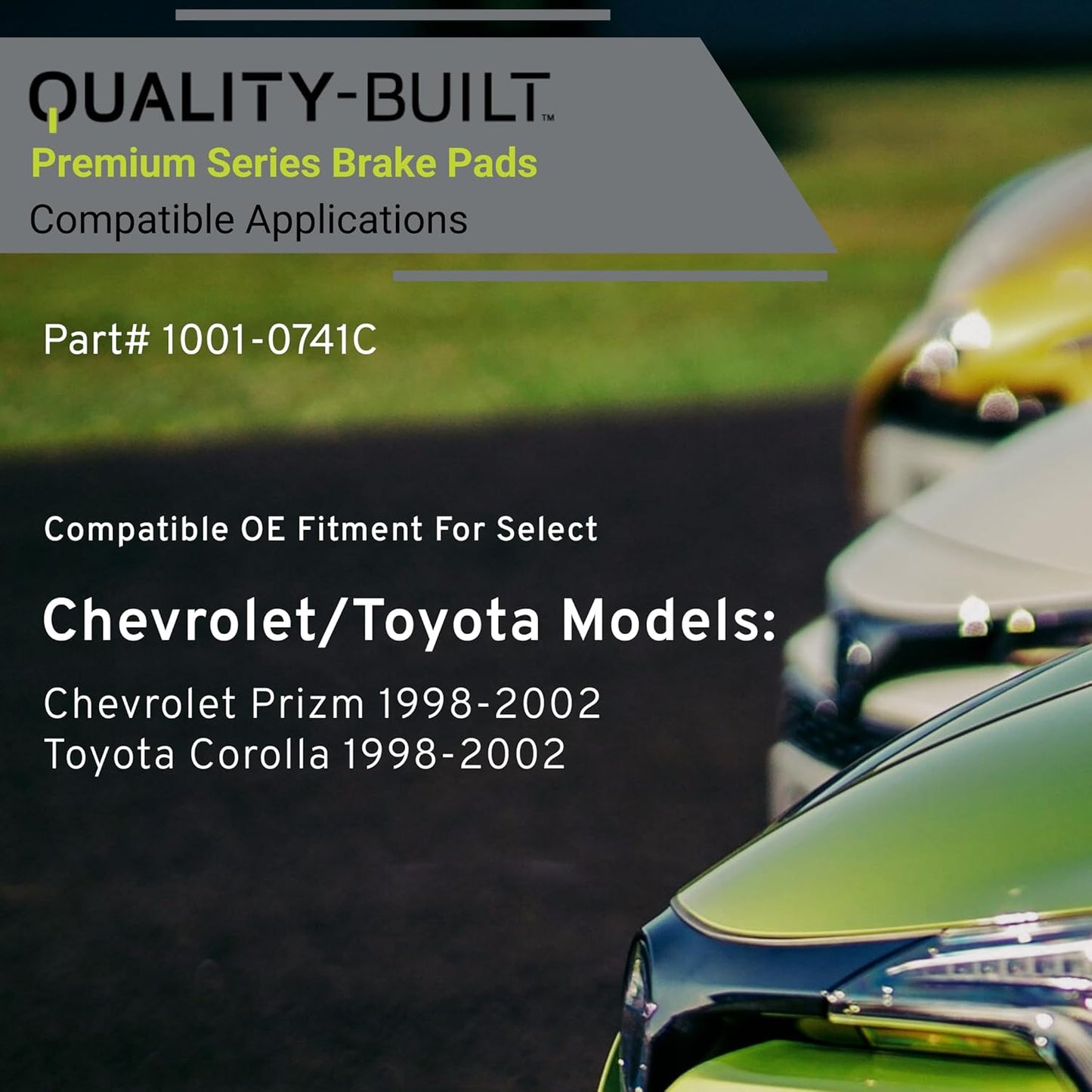 Premium Ceramic Front Brake Pads (1001-0741C) Compatible with Chevrolet Prizm 1998-2002, Toyota Corolla 1998-2002