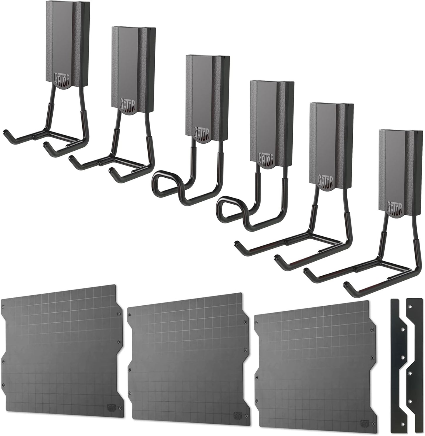 GATOR MAGNETICS Wall Panel Storage & Organization System Kit- Includes 3 Wall Panels and 6 Magnetic Hooks, Tool Rack, Heavy Duty Racks, Garage Storage Systems, Workshop Garage Organization