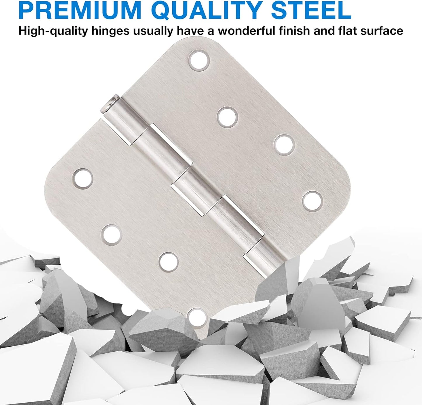 18 Pack 4 Inch Nickel Door Hinges Satin/Brushed Nickel Door Hinges 4 in x 4" Exterior Interior Door Hinge for Stardand Doors Stall,Front,Closet,Silver Residential Hinge Iron Bifold Door Hinge