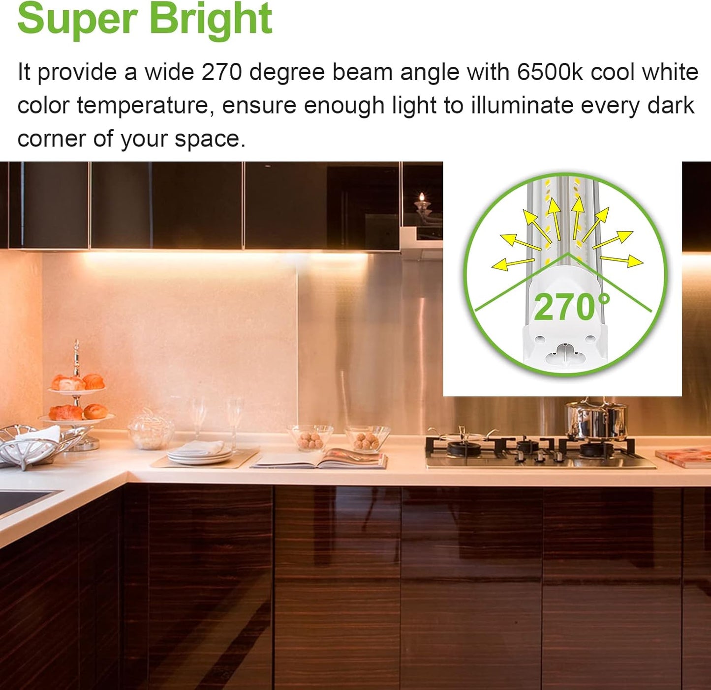 hykolity 6 Pack 4FT LED Shop Light,40W, 5200LM, 6500K Super Bright White,V Shape Integrated T8 LED Tube Light,4 Foot Linkable Shop Lights with Built-in ON/Off Switch for Garage,Warehouse,Workshop