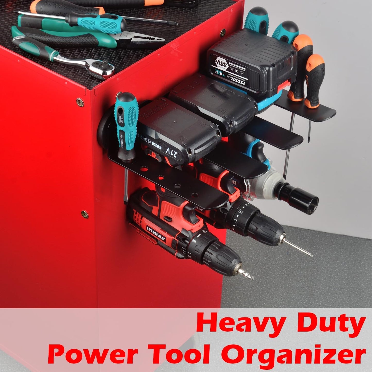 MUTUACTOR Power Tool Organizers and Storage Drill Tools Holder Magnetic Mount,Heavy Duty Magnetic Tool Holder,Utility Storage Rack for Garage,Warehouse,Clearance,Hand Tools,Workshop,Shed