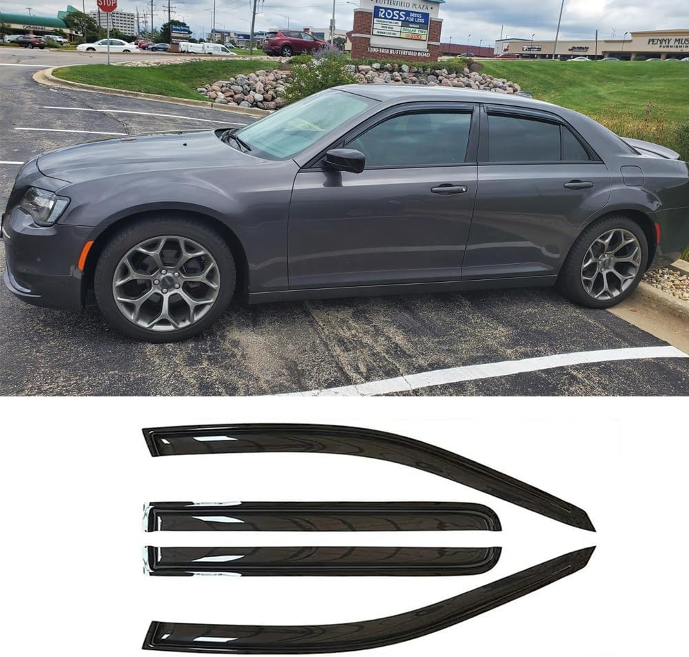 Sunproof Waterproof Side Window Wind Deflector, 4pcs Protective Replacements Rain Guards Set, Window Visor fit for 2011-2023 Chrysler 300 94432