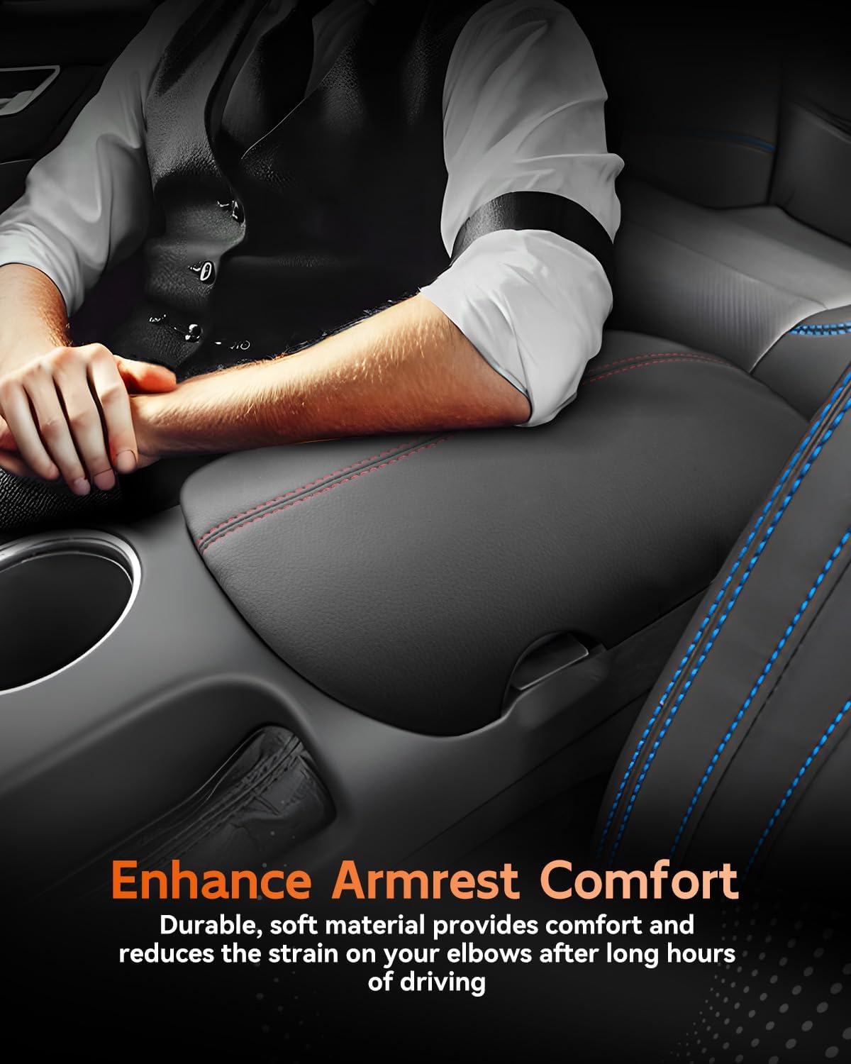 CDEFG for Ford Mustang 2024-2025 Center Console Cover Armrest Box Cover for Mustang 2024 2025 Accessories Console Arm Rest Protector Red Line