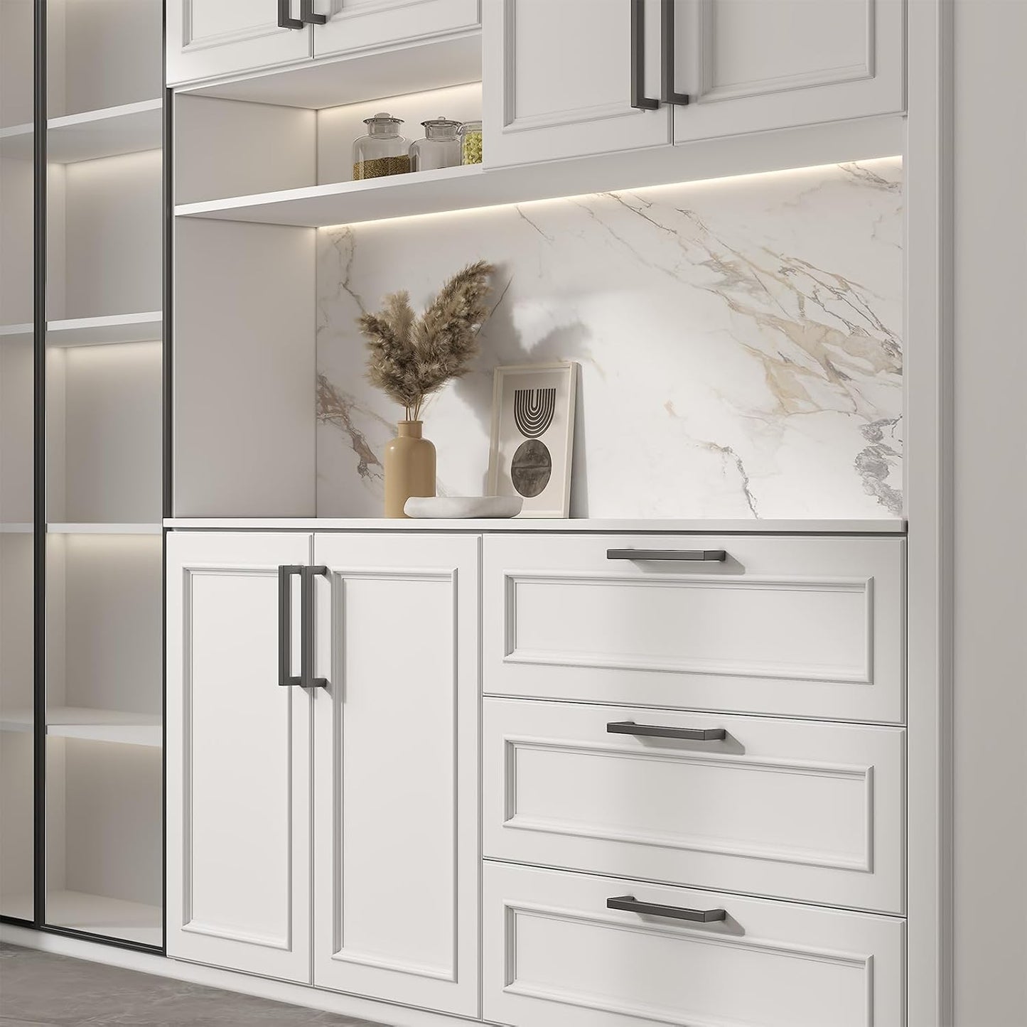 goldenwarm 100Pack 4.5INCH Drawer Pulls Black Modern Cabinet Hardware - LSJ12BK115 Cabinet Handles 4-1/2 inch Hole Centers Bedroom Drawer Pull Kitchen Cabinets T Bar Handle