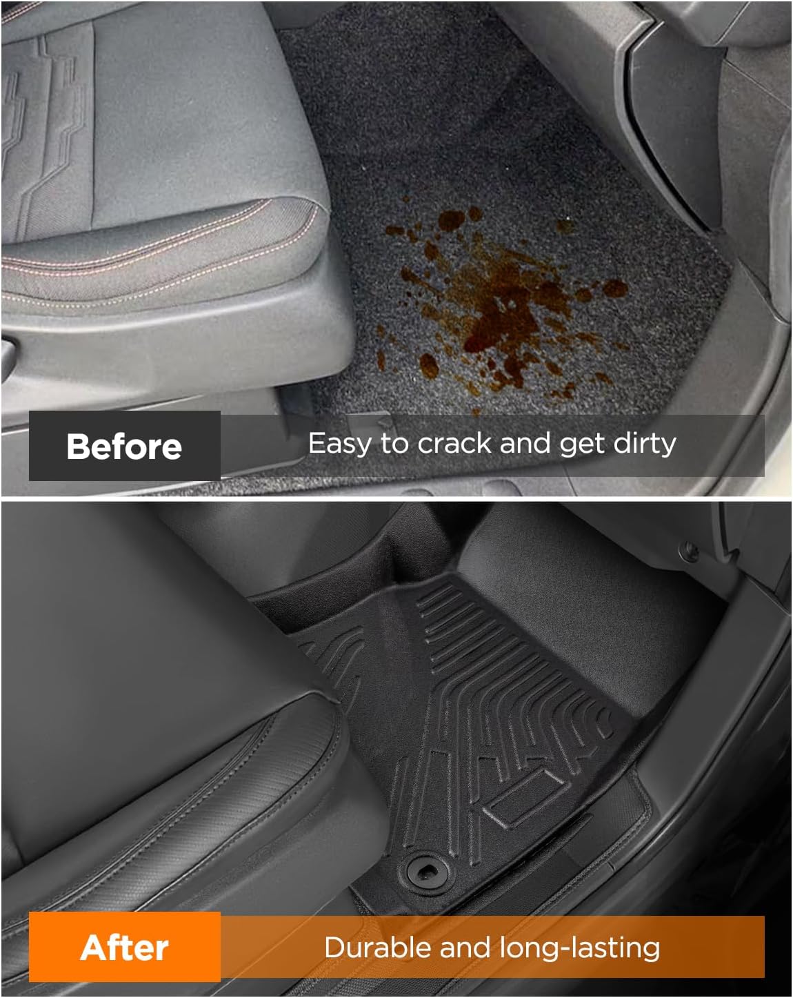 DrCarNow Floor Mats for Nissan Frontier 2025 2024 2023 2022 Crew Cab with 2nd Row Under-Seat Storage,Heavy Duty All-Weather Floor Mats TPE Liners,Custom Fit 2 Row Set for Nissan Frontier Accessories