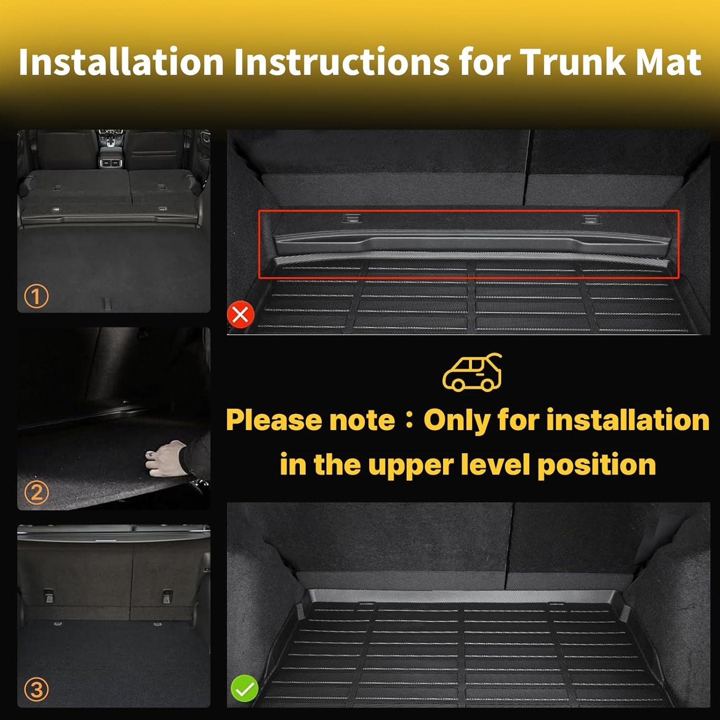 GINOWY-Floor Mats & Cargo Liner for Honda CRV 2017-2022 TPE All Weather CR-V Car Mats (Deck in Upper Position) Non-Slip Trunk Mat Floor Liners Waterproof Custom Fit Accessories Mats Black