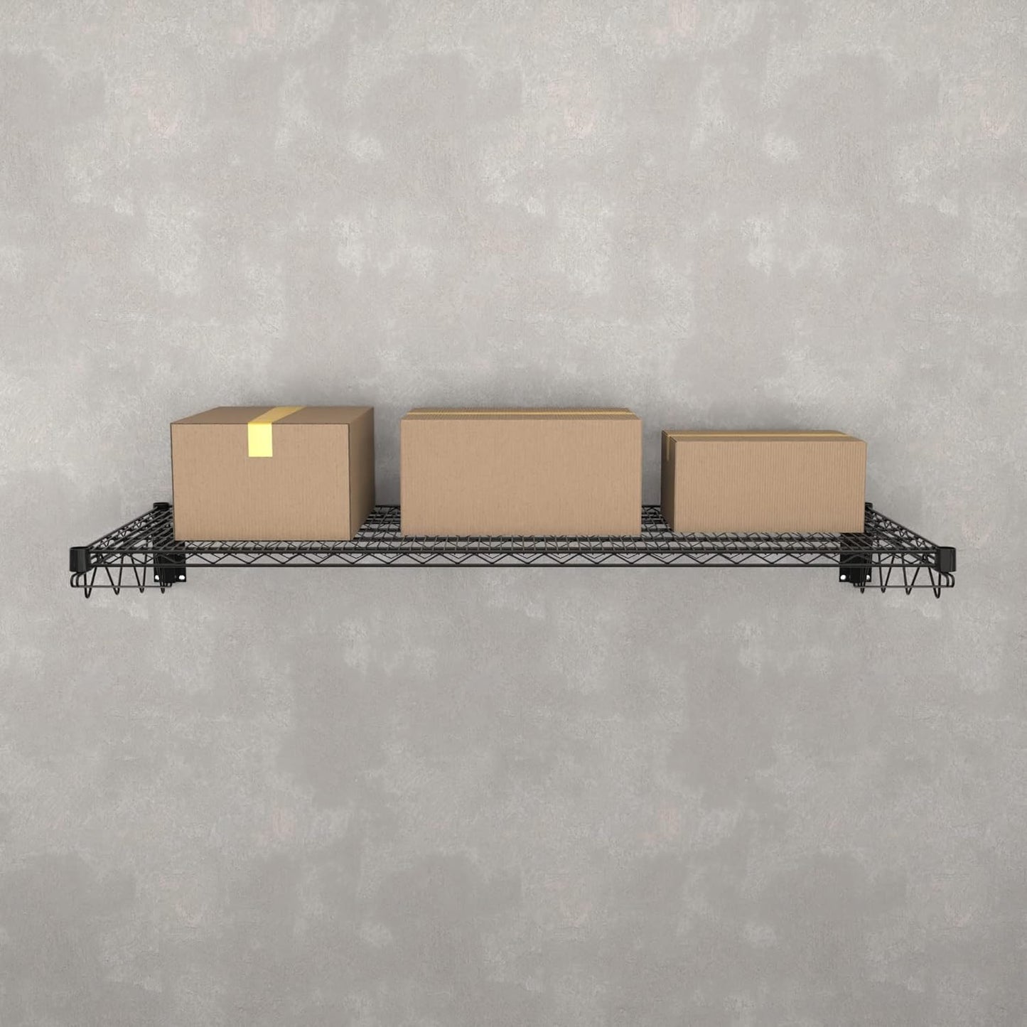 24" x 60" Black Epoxy Wire Wall Mount Shelf