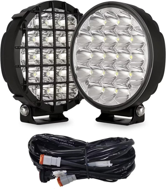 BIGLION.X 6-Inch Round LED Offroad Light 2pcs 210W 32000LM Super Bright Spot Driving Light With Wiring Harness Waterproof IP68 12V 24V for Pickup Trucks UTV SUV