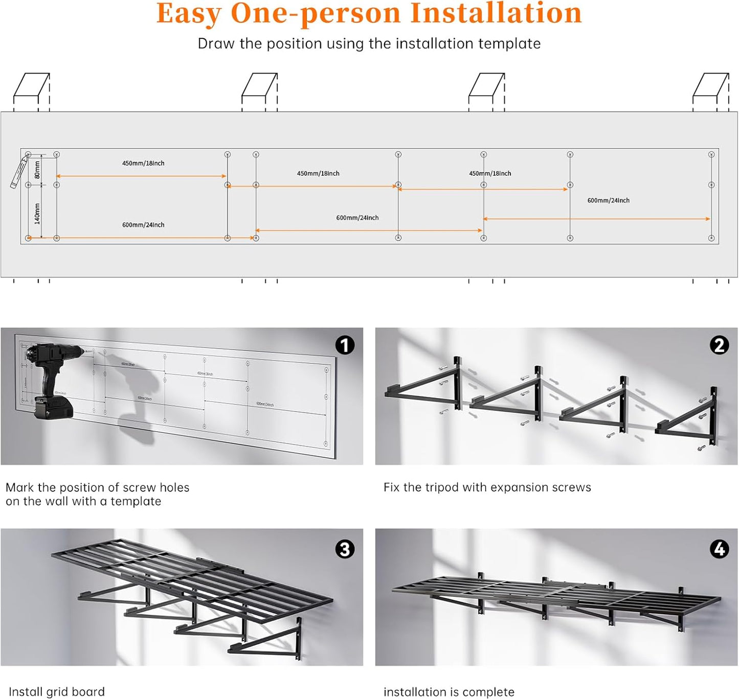 2-Pack 2x6 Ft Garage Wall Shelving Garage Shelving Wall Mounted Garage Wall Shelf 2000lbs Weight Capacityheavy Duty Wall Shelves Black