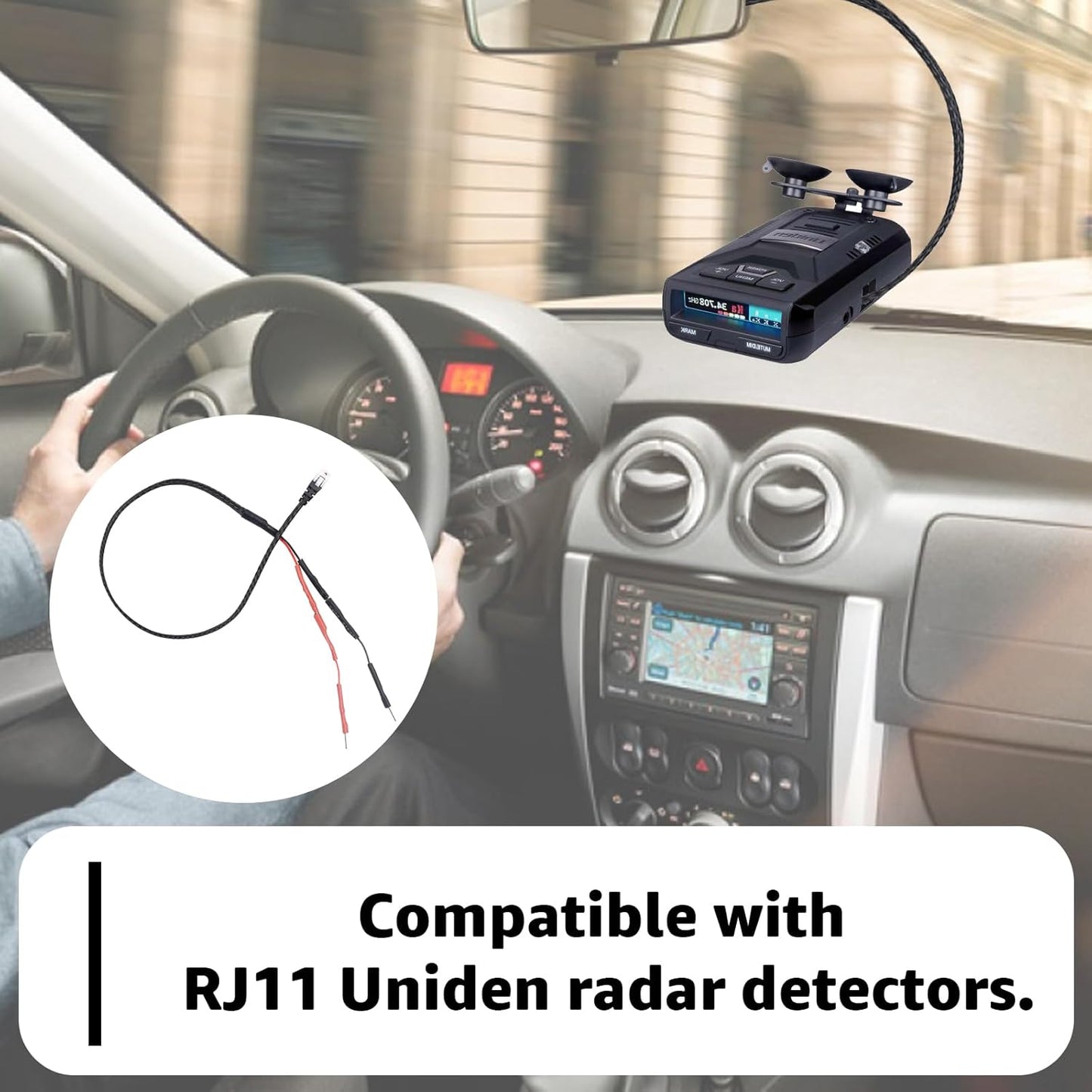 1PC RJ11 Replacement Mirror Wire Power Cord for Uniden Radar Detectors，Fits R4 R3 R1 R7 R8 Model(3005201U)