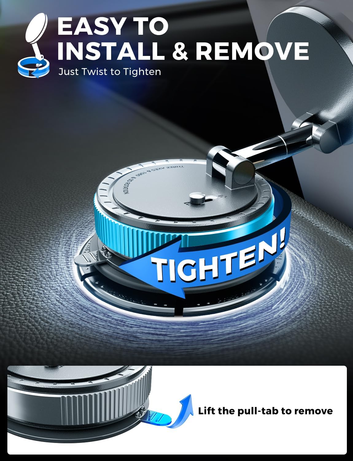 eSamcore Vacuum Magnetic Phone Holder for Car, for Magsafe Car Mount for Windshield, Foldable Stand Suction Cup for Mirror, Glass, Screen, Gym, Smooth Surfaces Compatible with iPhone