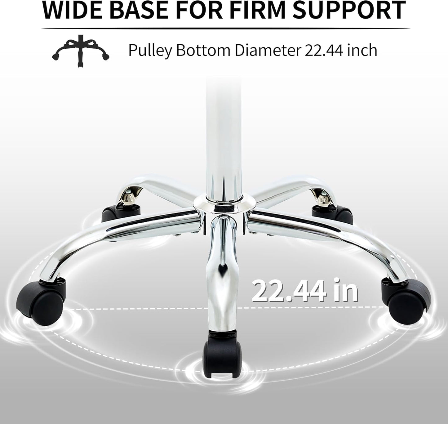 Drafting Stool, Adjustable Office Chair19.5’’-26.6’’, Gray Work Stools with Wheels (Gray)