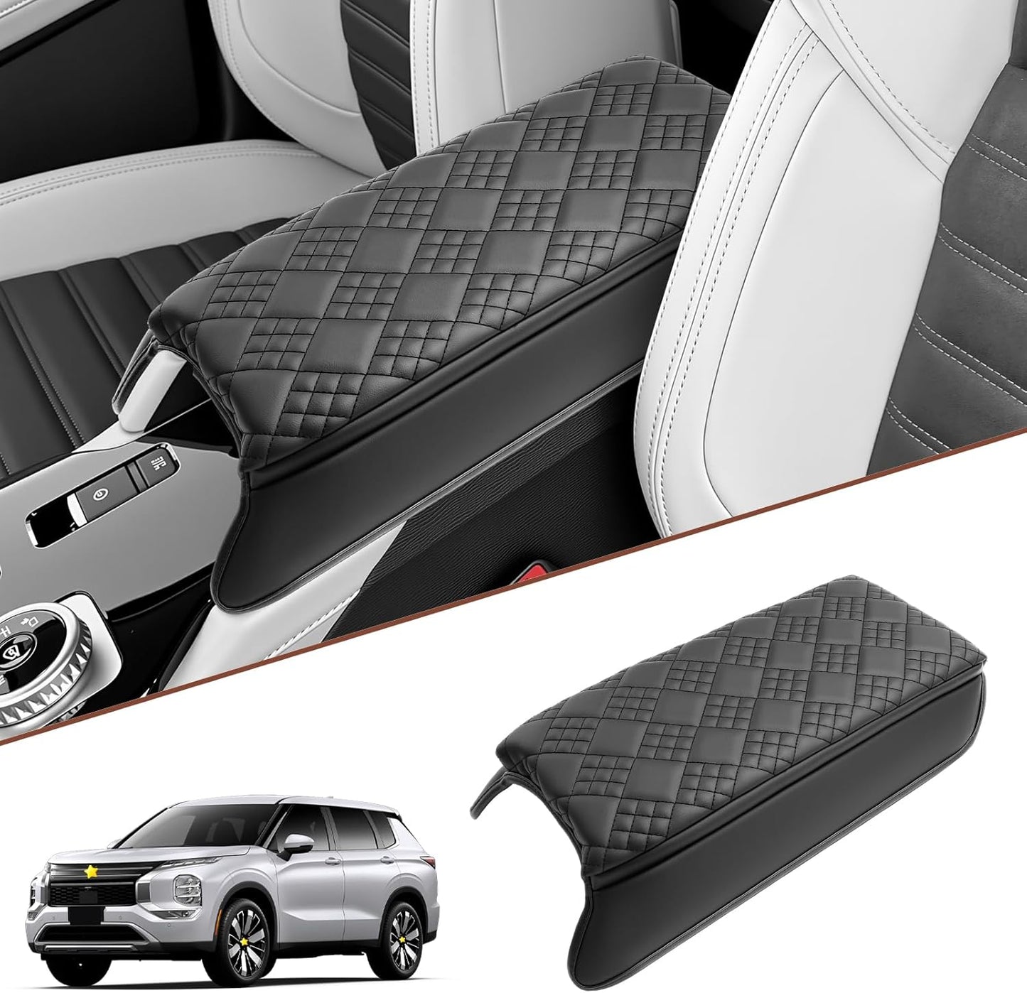 SKTU for 2025 Mitsubishi Outlander Center Console Cover for 2025+ Mitsubishi Outlander Armrest Cover Mitsubishi Outlander 2025 Accessories Console Cushion 2025 Outlander Seat Box Cover (Thickened)