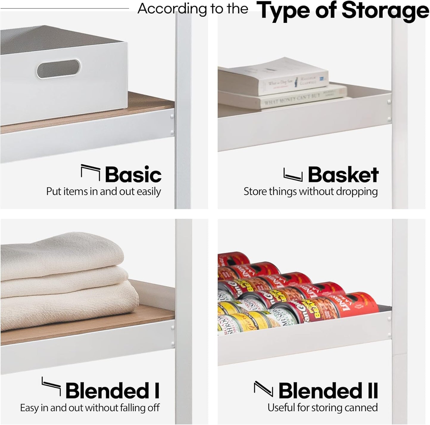 HOMEDANT House 5 Tier 24.4" W Laminated Metal Shelving Unit Adjustable Storage Utility Rack Heavy Duty Shelves Organization Multipurpose Shelf Kitchen Garage Pantry Closet 4 Pack