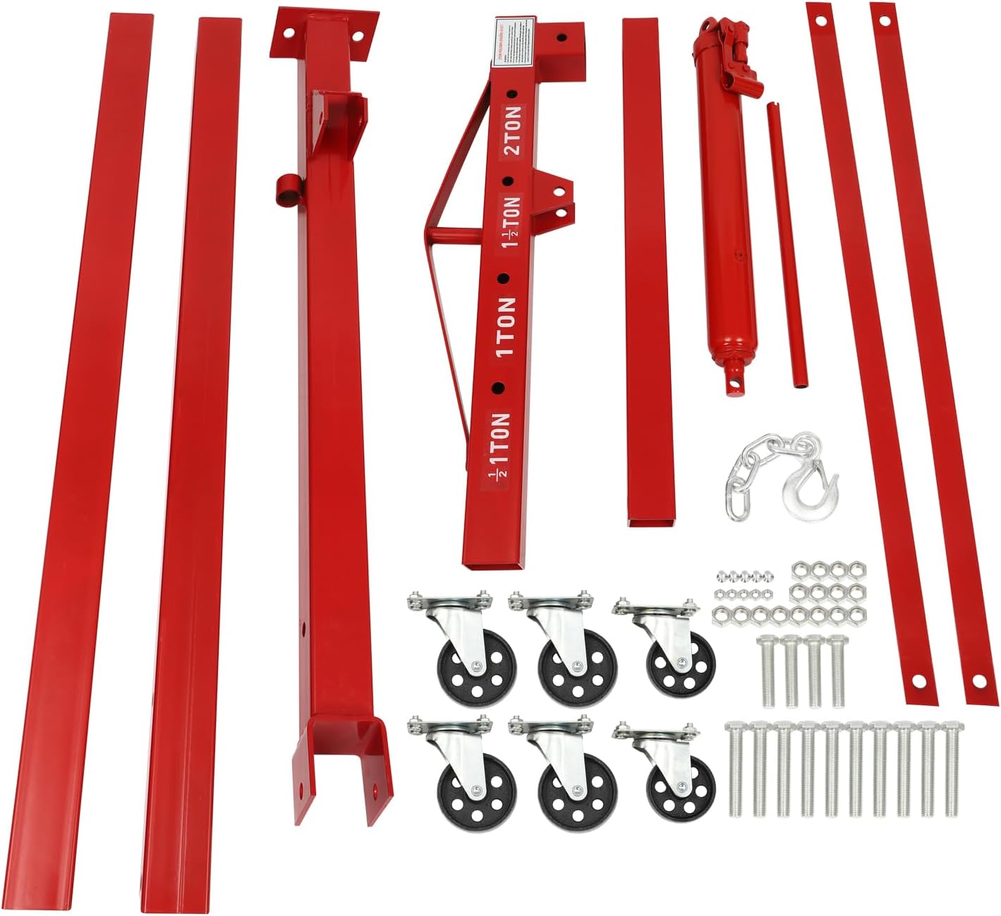 Engine Lift Crane 2 Ton (4000lbs) Engine Hoist Heavy Duty Garage Hydraulic Lift Foldable & Adjustable Height w/ 6 Universal Wheels for Car Fixing, Workshops, Ports, Warehouses, Garage