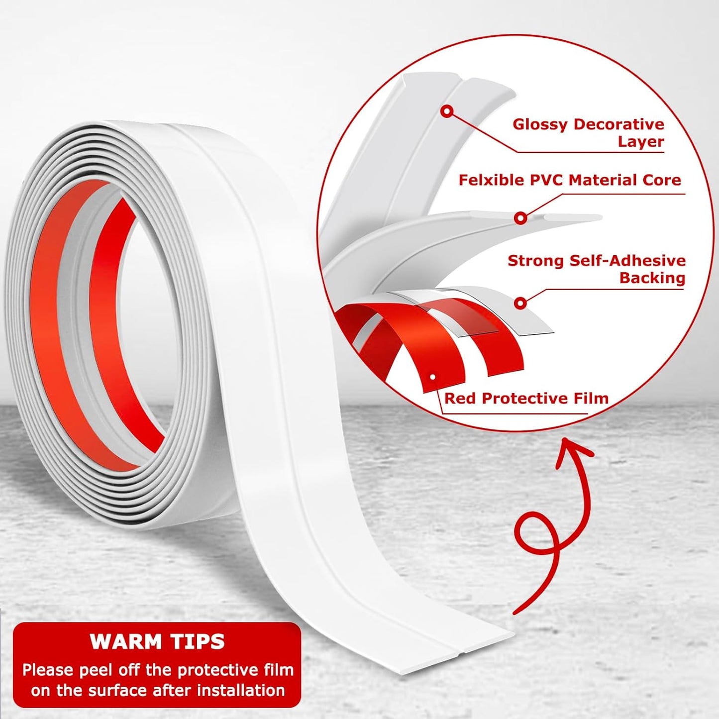 Flexible Wall Corner Protector Moulding Trim Peel and Stick Wall Corner Guards Edge Protector Self Adhesive Molding Trim Strip for Edge Ceiling (White, 1.6 in x 10 Ft)