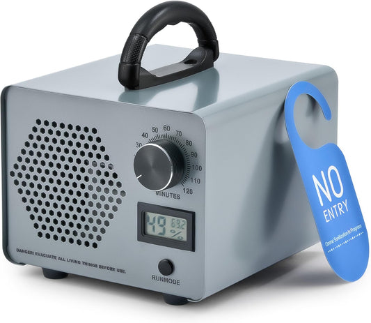 CREWORKS Ozone Odor Machine, Commercial Ozone Generator Air Purifier with Timer Display, 60000 mg/h Ozone Machine for Car Home Smoke Pet Odor Removal, High Capacity for 3200 sq ft Room, Silver