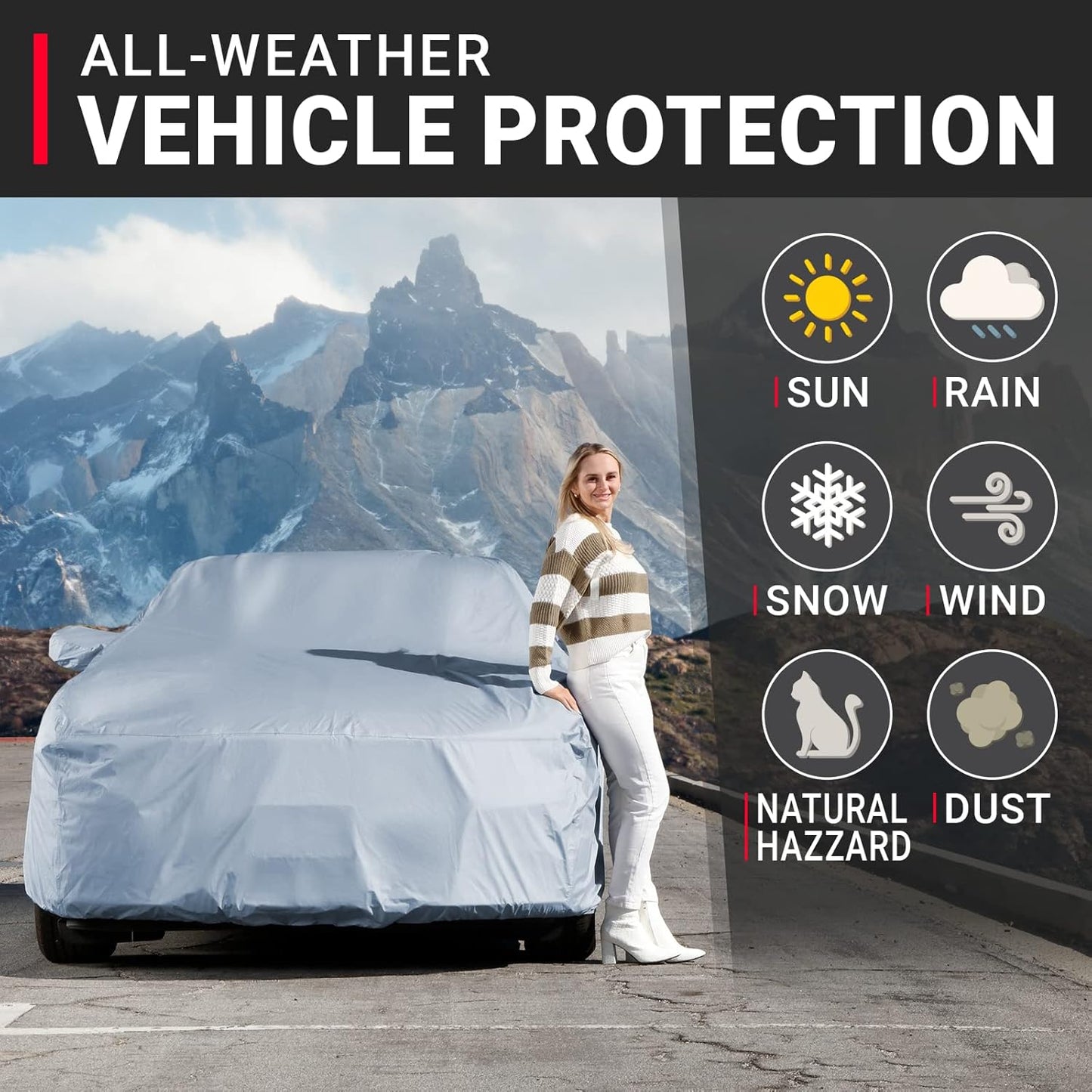 iCarCover Premium Car Cover for 1987-2005 Pontiac Bonneville Heavy Duty Waterproof All-Weather Automobiles Custom Fit Indoor Outdoor UV Snow Protection Covers with Straps and Bag