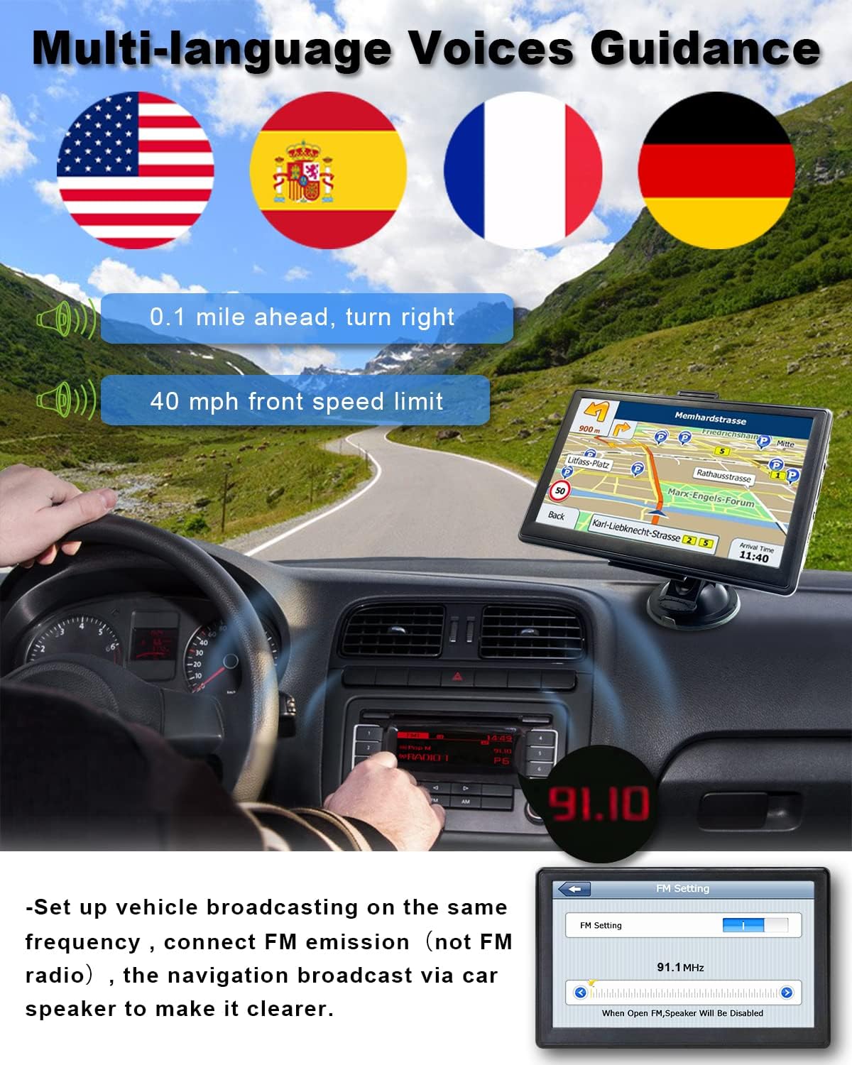 GPS Navigator for Car, Truck GPS Commercial Drivers 2025, Trucker GPS of Semi Turck, Lifetime Free Maps Updates, with 7 inch Touch Screen, Spoken Driver Alerts