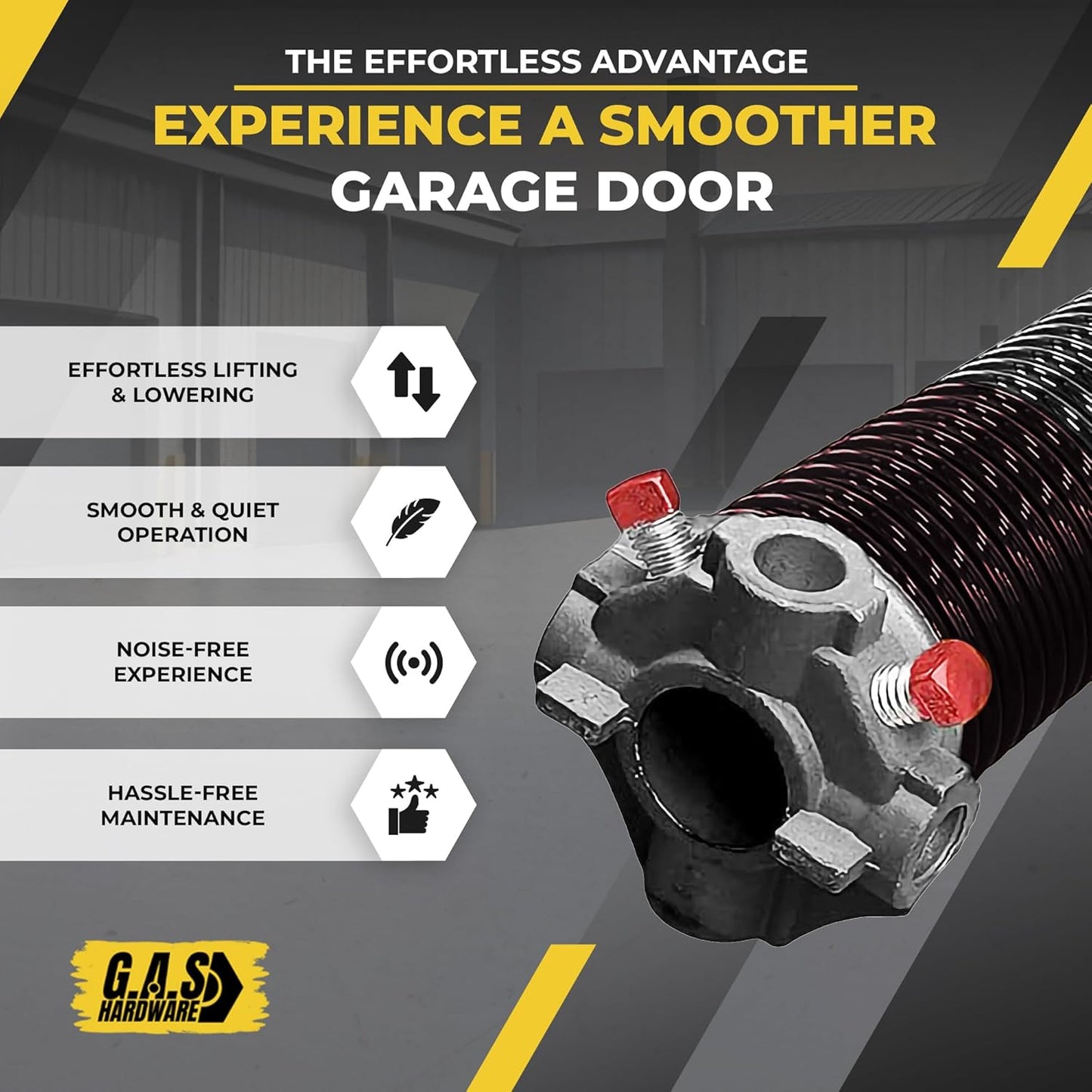 Garage Door Torsion Spring 234x1.75x31 Includes 1” Steel Bearing, Gloves, Manual, and Winding Bars for Right Side of Garage Door Precision E-Coating 5-Year Warranty Min. 30,000 Cycles (Black Cone)