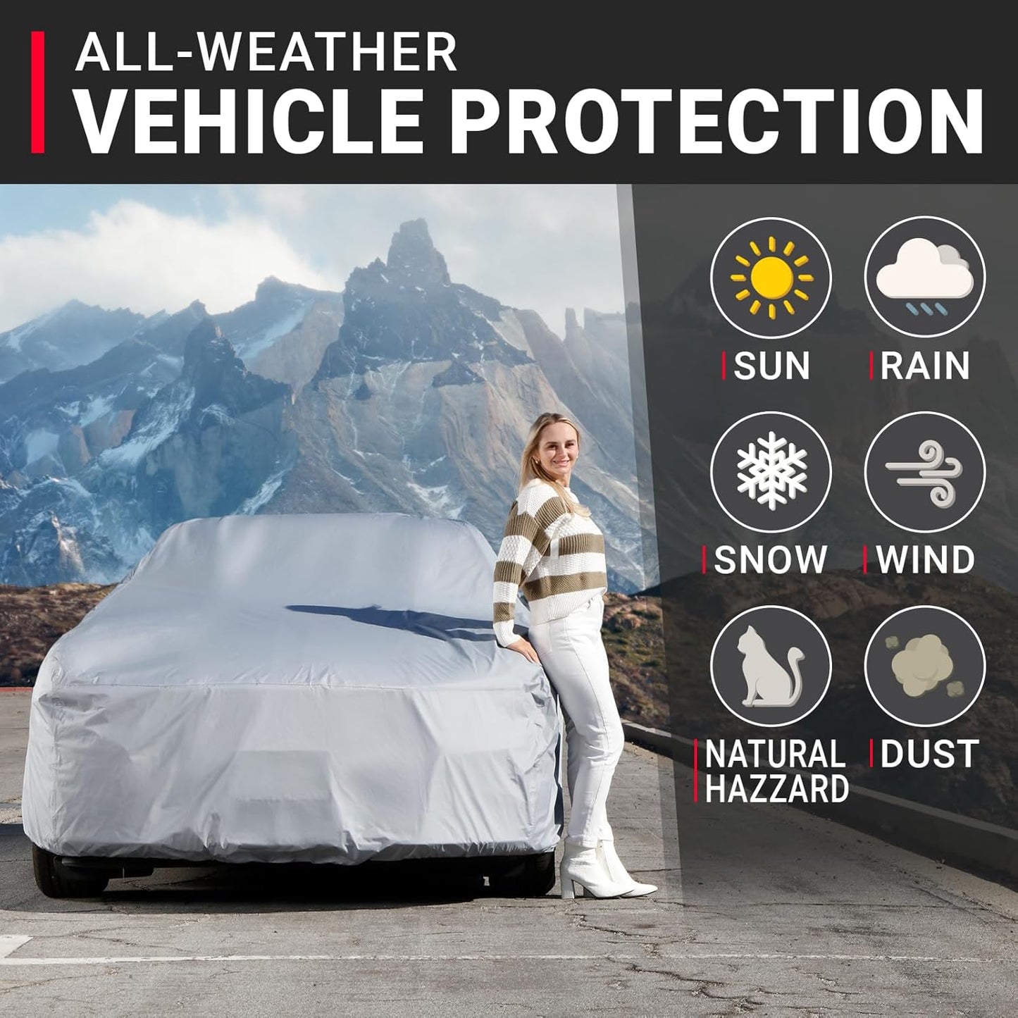 iCarCover Premium Car Cover for 1970-1972 Chevy Monte Carlo Heavy Duty Waterproof All-Weather Automobiles Custom Fit Indoor Outdoor UV Snow Protection Covers with Straps and Bag