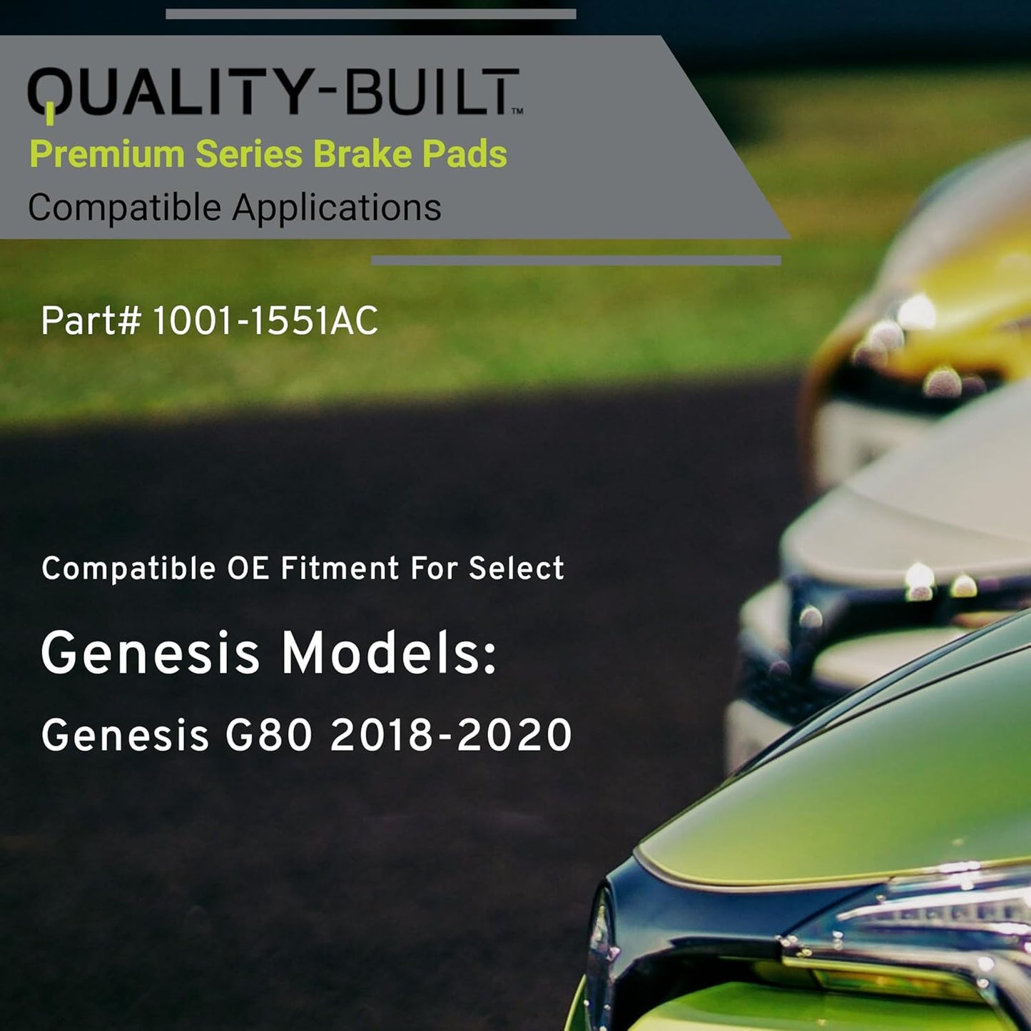 Premium Ceramic Rear Brake Pads (1001-1551AC) Compatible with Genesis G80 2018-2020