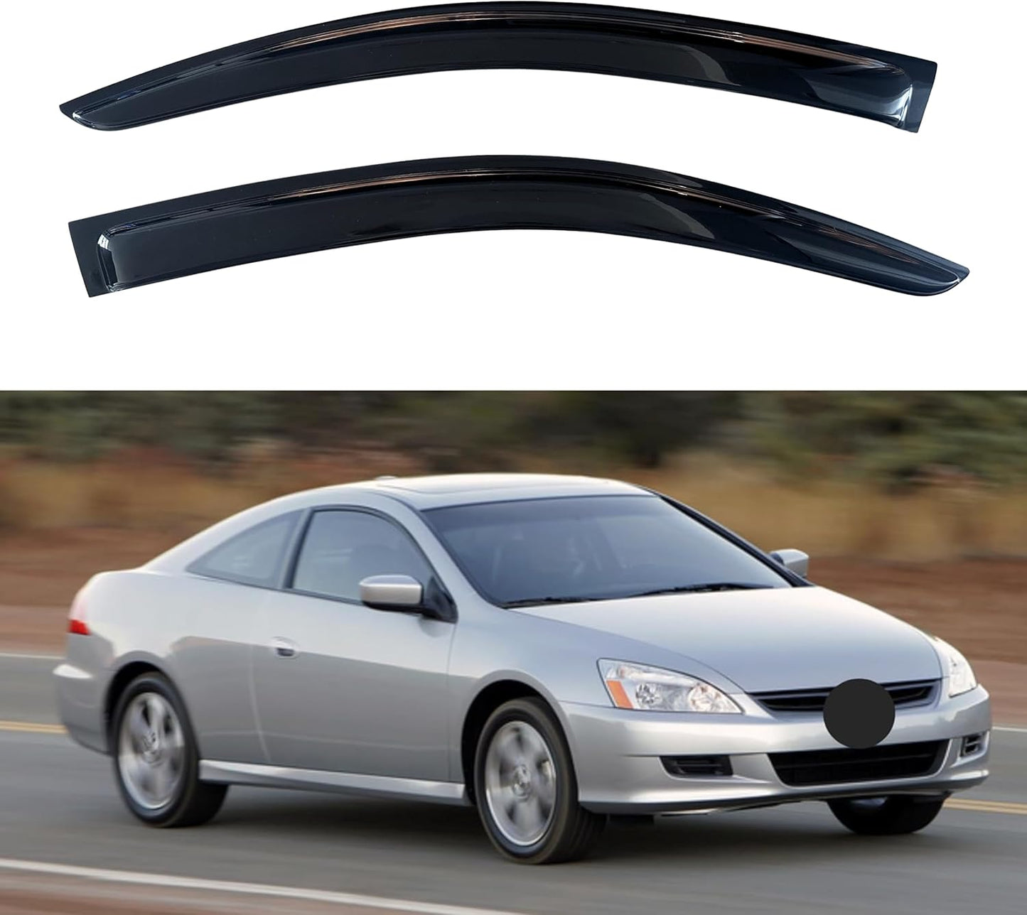 KPY Window Visor Compatible with Honda Accord Coupe 2003-2007, 2PC Rain Guard Side Window Vent Deflectors Tape-On Style, 2003 2004 2005 2006 2007