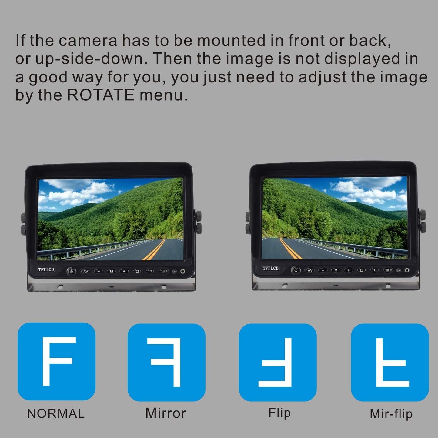 AHD 1080P 7" Reverse Rear View Backup Camera System, Camera with Night Vision Waterproof IP69K Vibration-Proof 10G for Tractor/Truck/Bus/Motorhome/Excavator/Caravan/Skid Steer/Harvester